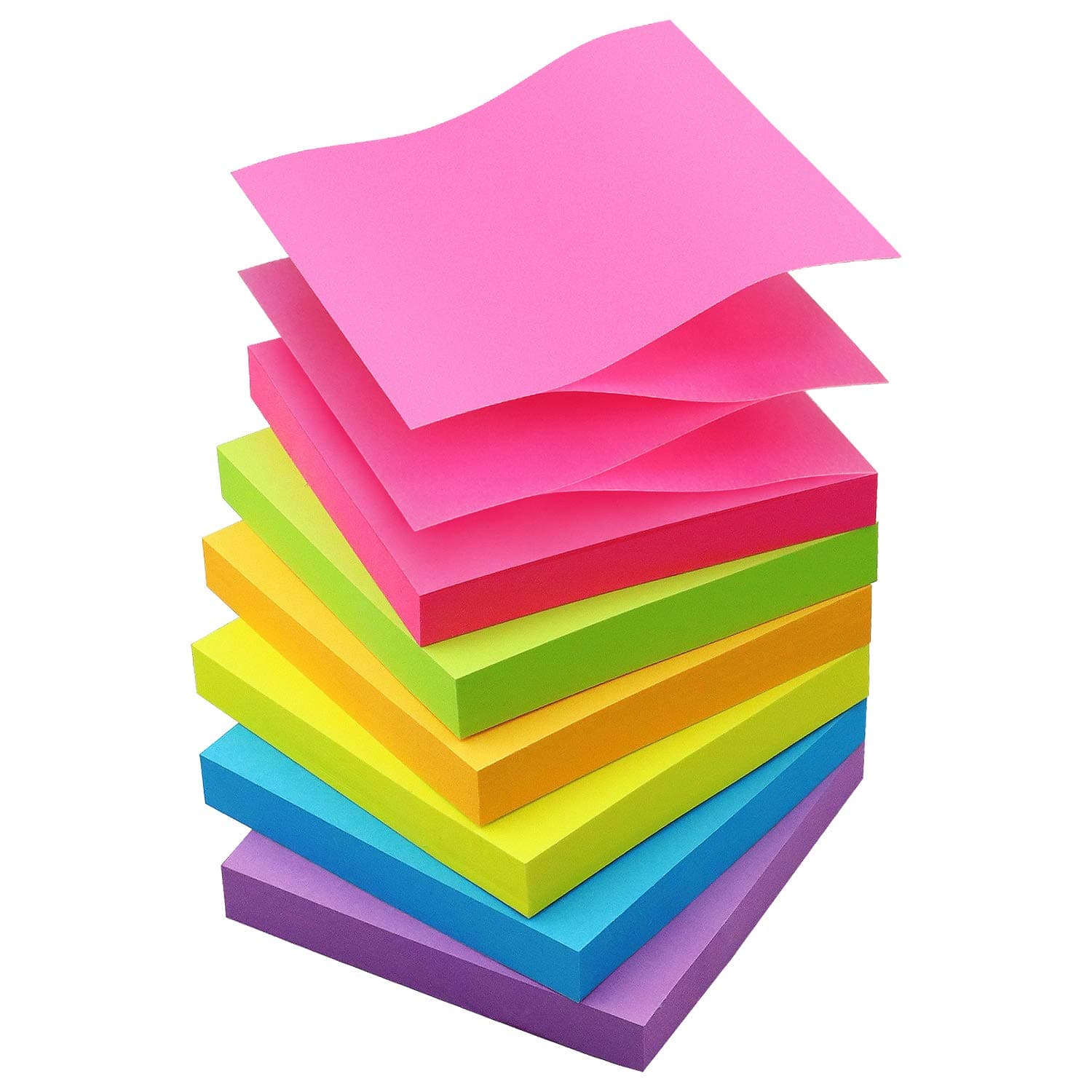 Sticky Notes 3x3 Pop Up Self-Stick Notes Pads with 6 Bright Colors, Easy to Post for Office, School, Home, 6 Pads/Pack, 100 Sheets/Pad(Pop Up)