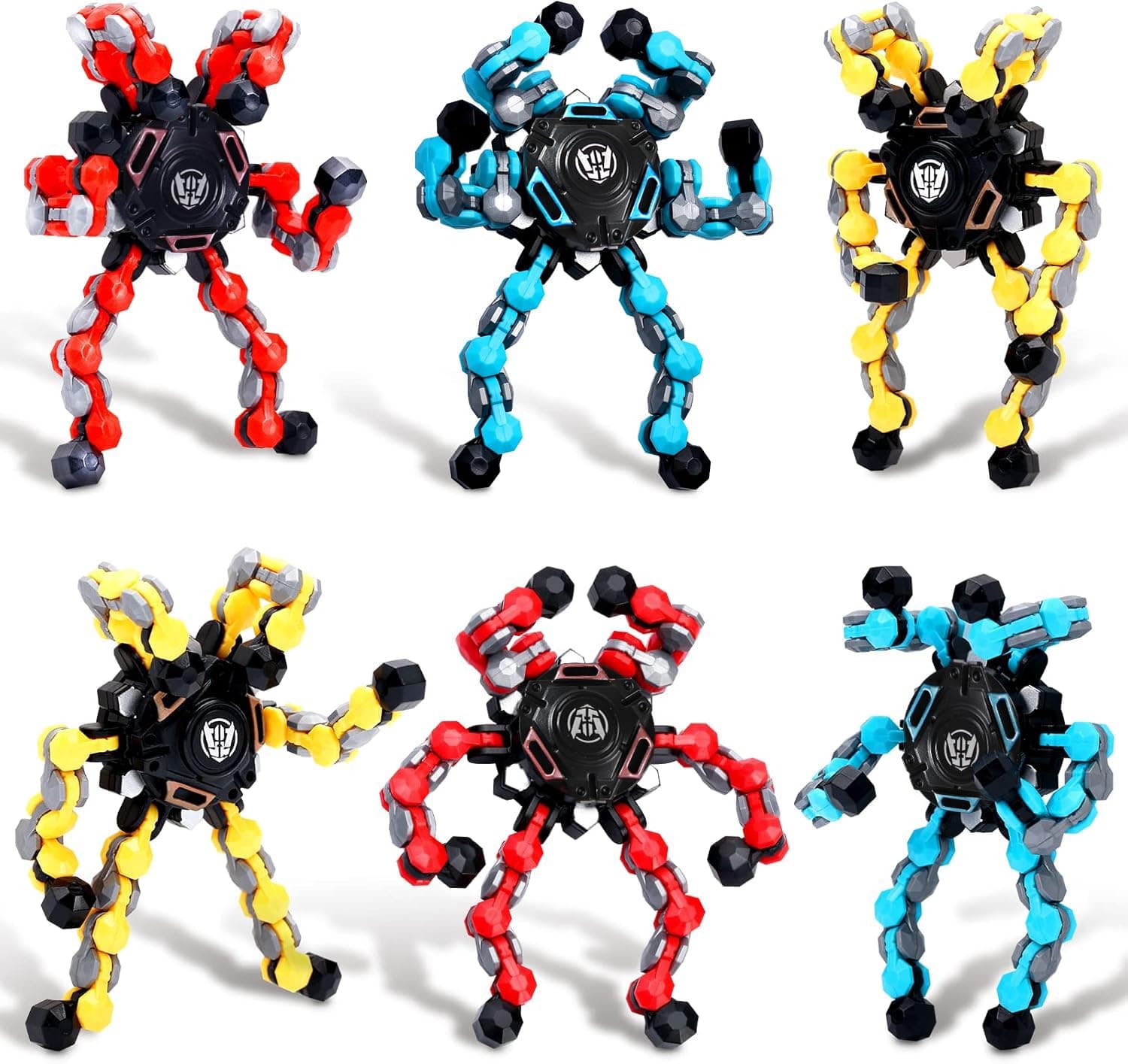 – 6pcs Transformable Fidget Spinner Toy, Funny DIY Fingertip Spin Top Toys, Hand Finger Spinner Creative Fingertip Mechanical Gyro for Kids Adults, All Ages Sensory Fidget Toys