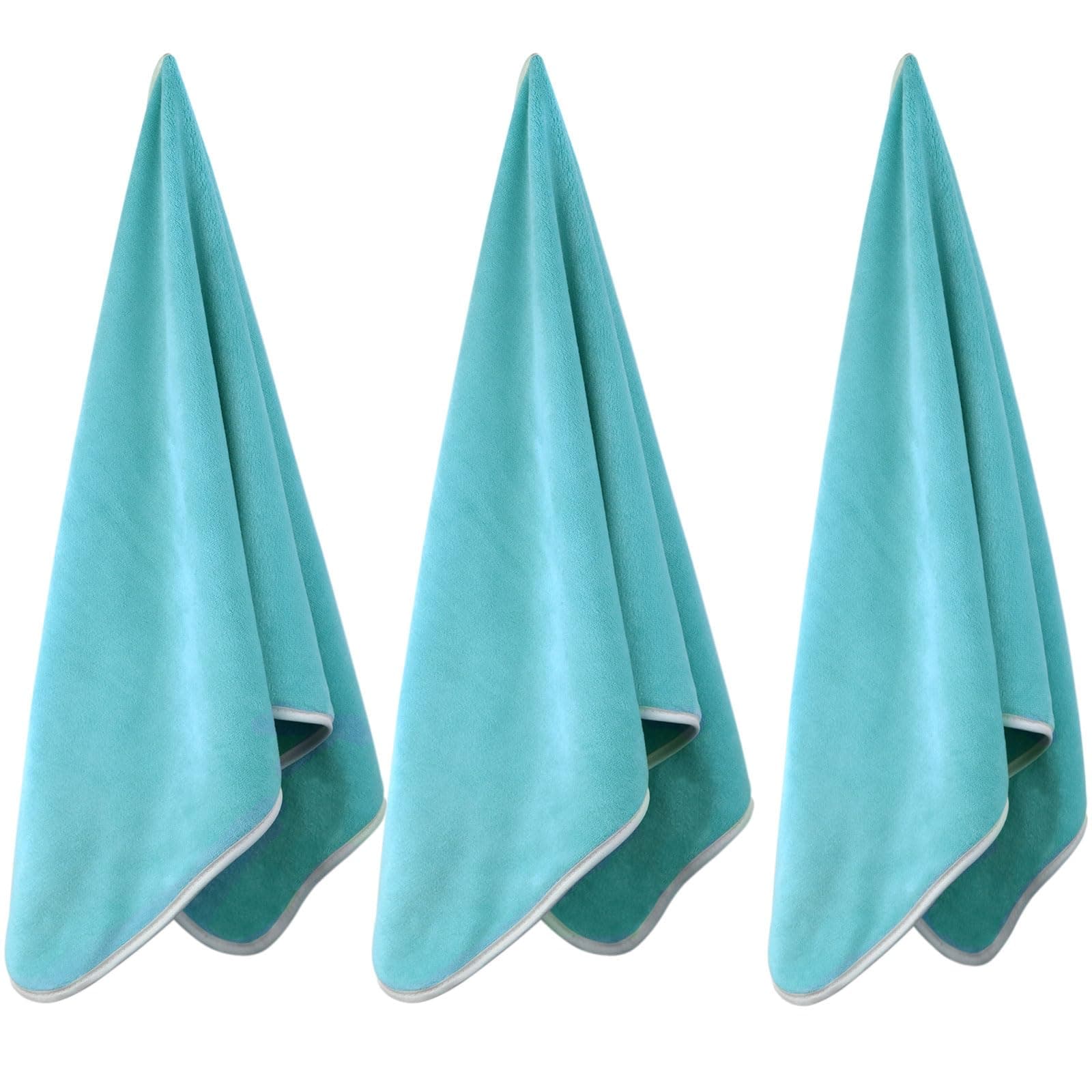 Microfiber Gym Towels for Exercise Fitness, Sports, Workout, 380-GSM 15-Inch x 31-Inch Bath Towels (3 Pack, Pure Green)