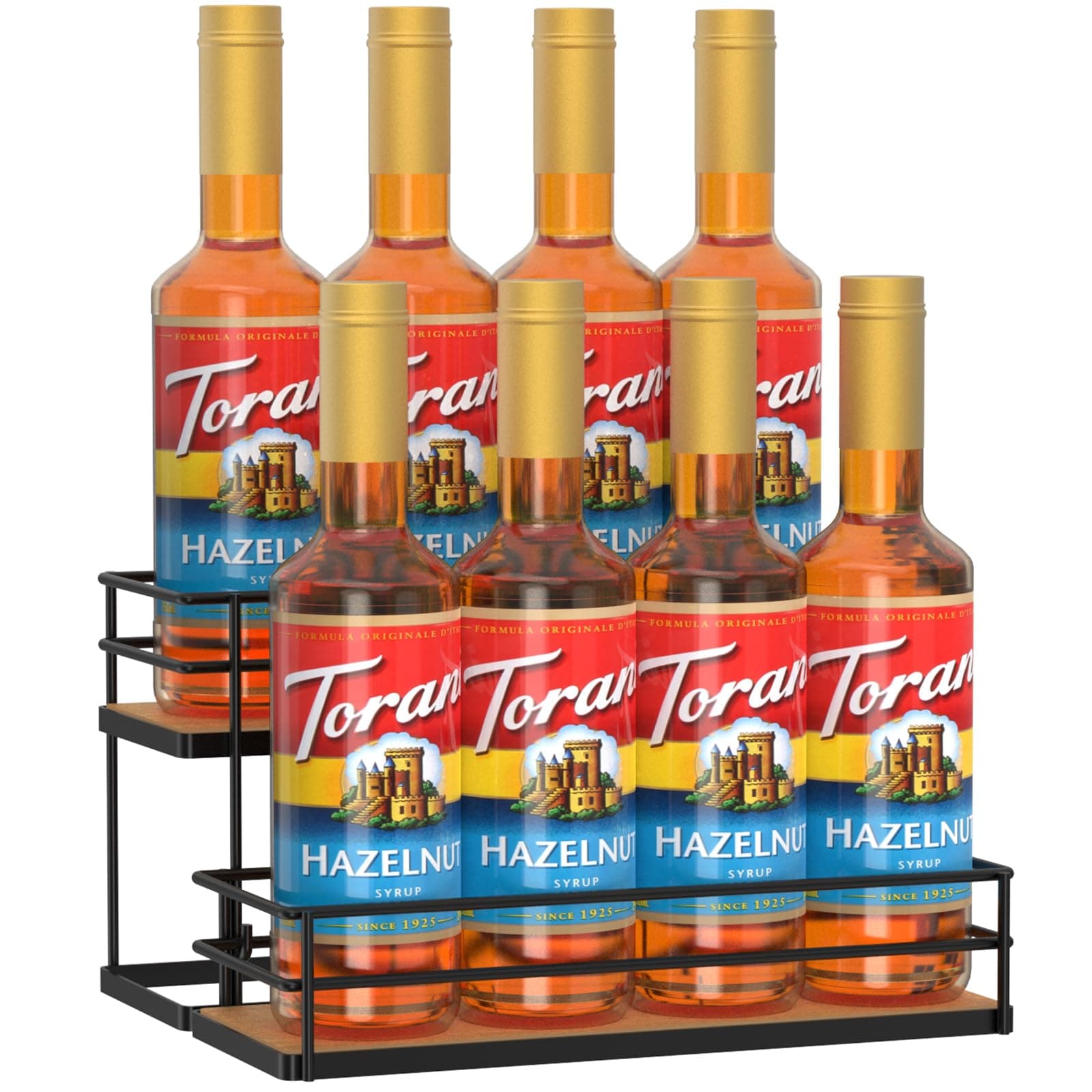 THYGIFTREE Coffee Syrup Rack Organizer 8 Bottle Syrup Holder Stand 2-Tier Syrup Storage Shelves Wine Rack for Kitchen Coffee Bar Station