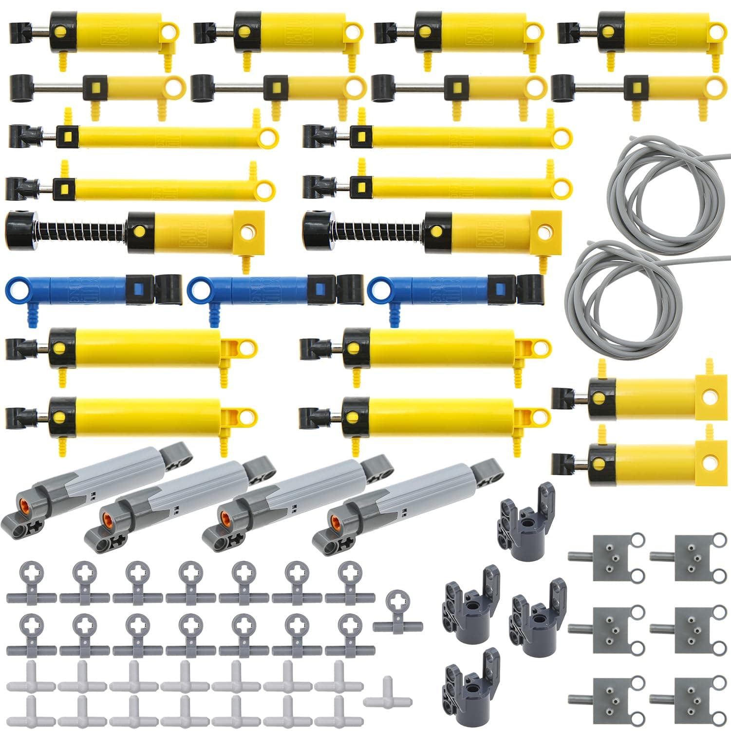 35Pcs Pneumatic-Technic-Parts Kit Compatible with Major Brands Technic Parts Pneumatic Cylinders-Air-Pump Pressure Rod Switch Piston Hose Linear Actuator MOC-Replacement-Parts.