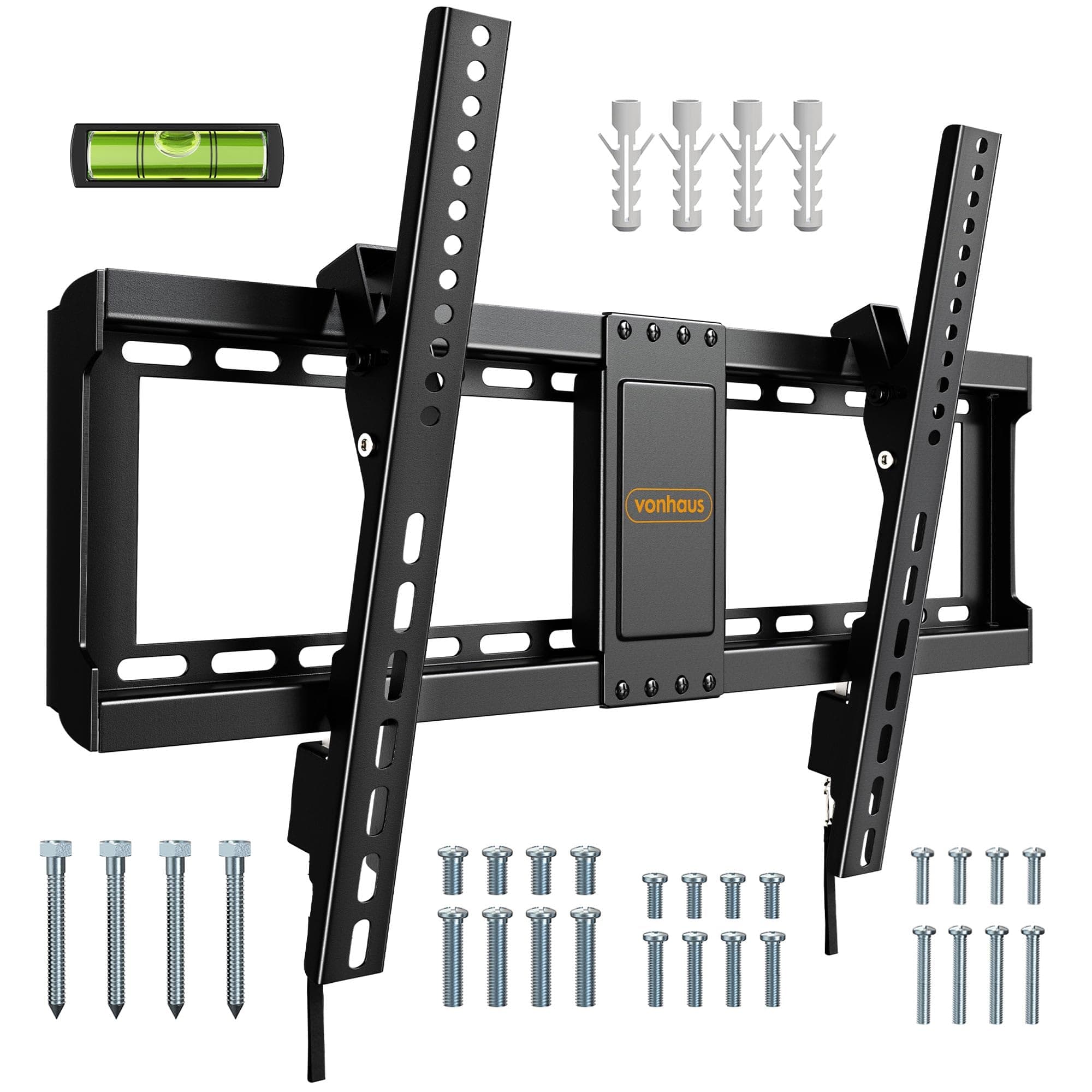 – Tilt TV Wall Bracket for 37-85" Screens, Tilting Flat to Wall Mount with Quick Release Straps, 75kg Capacity, Max VESA: 400x600mm, for Curved and Flat TV's