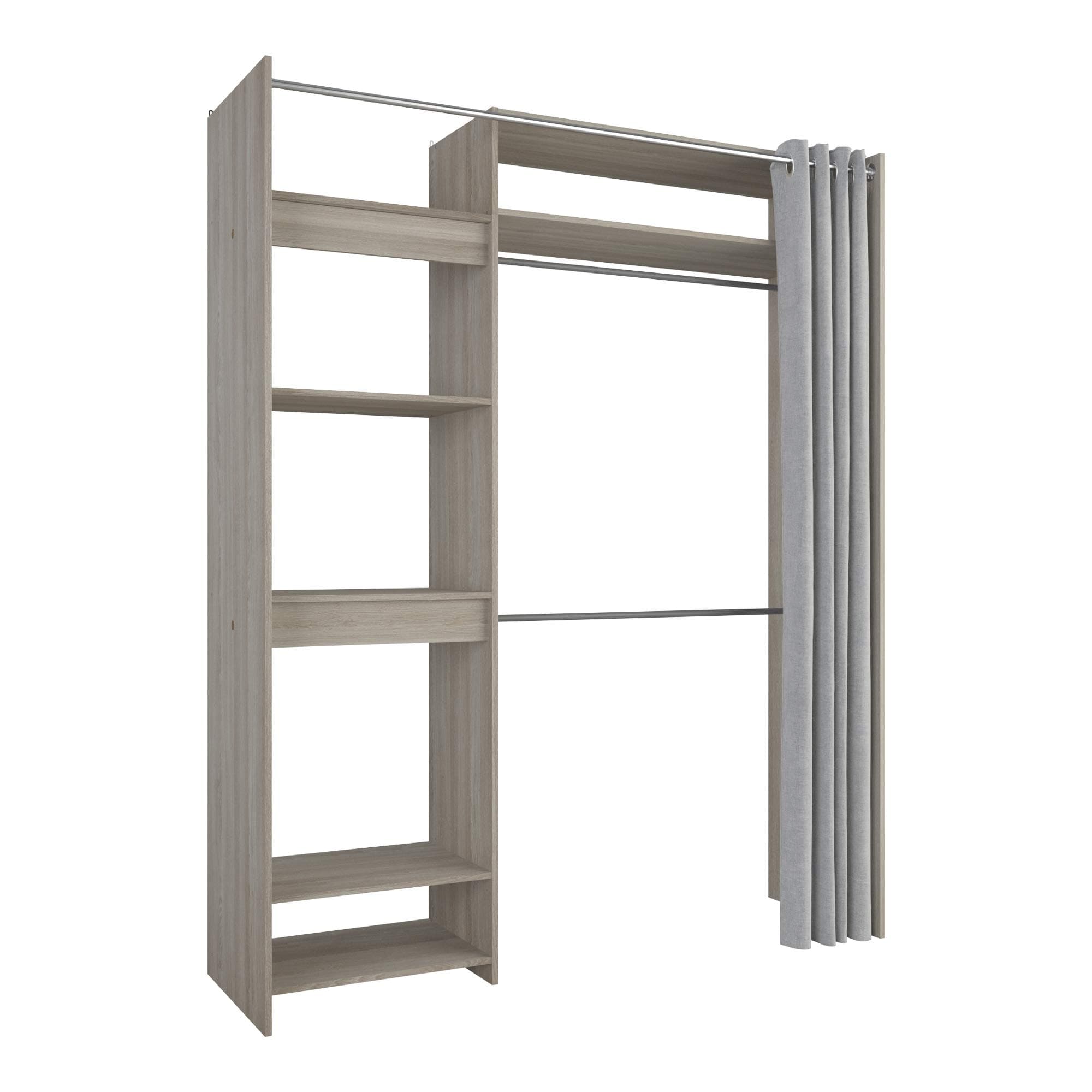 "Odeon" Extendable Storage Organizer Plus Curtain, Wood, Shannon Oak