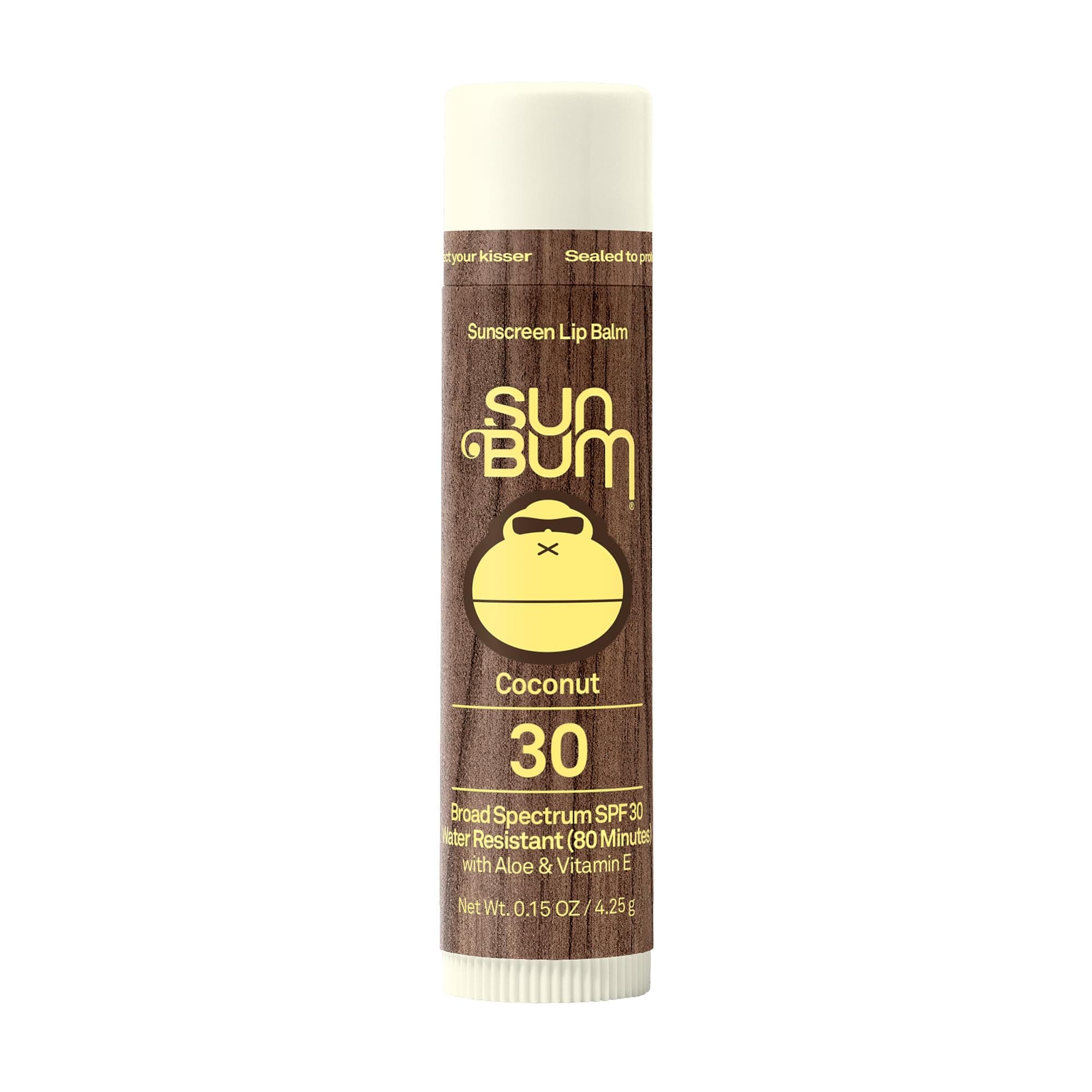 Sun Bum SPF 30 Sunscreen Coconut Lip Balm - Moisturizing Aloe Vera and Vitamin E - Vegan and Cruelty Free - Broad Spectrum UVA/UVB Lip Protection - 0.15 oz Stick