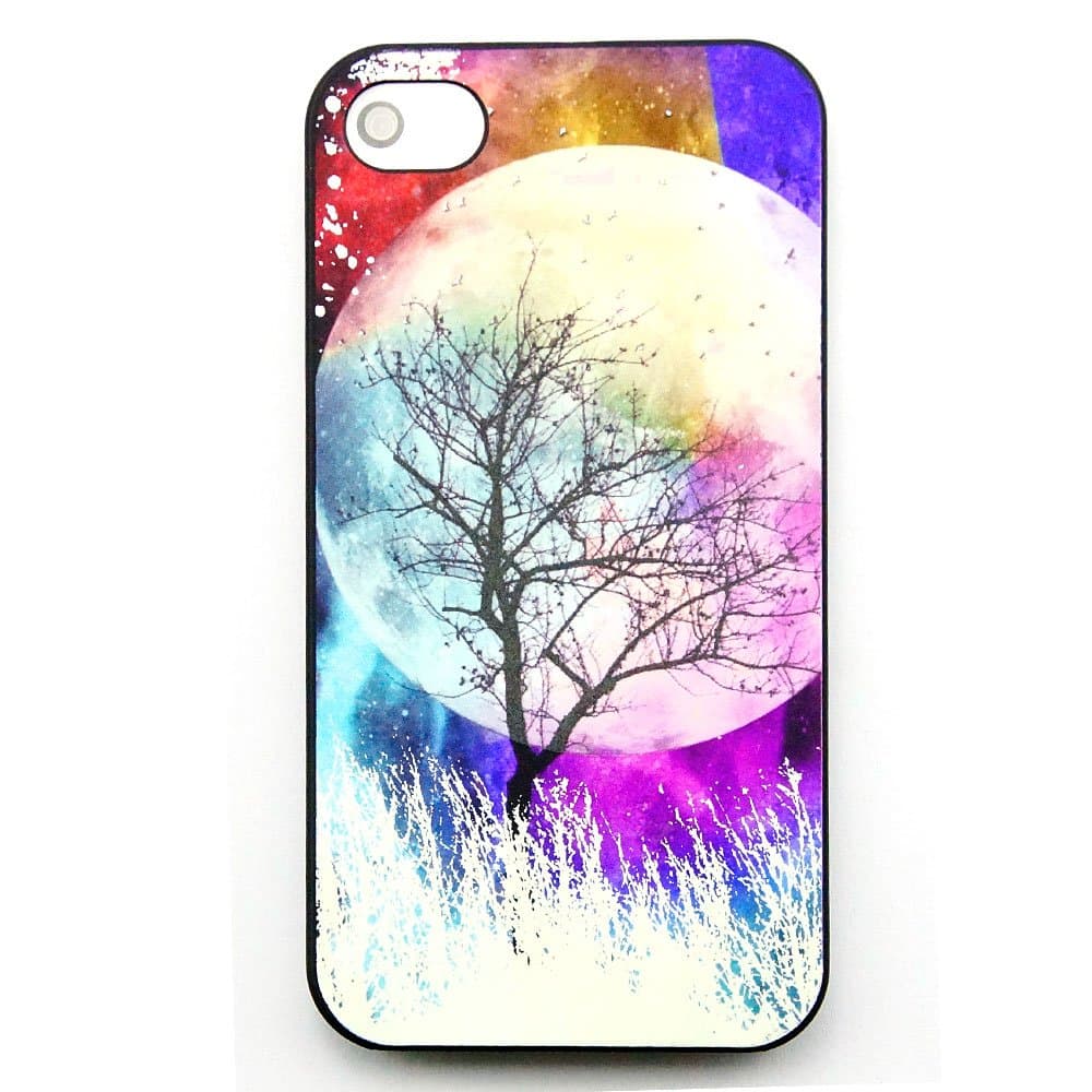 Glow Moon Tree in the Dark Luminous Effect Fluorescent Cute Hard Back Cover Case for Iphone 5 5s & Lcd Film