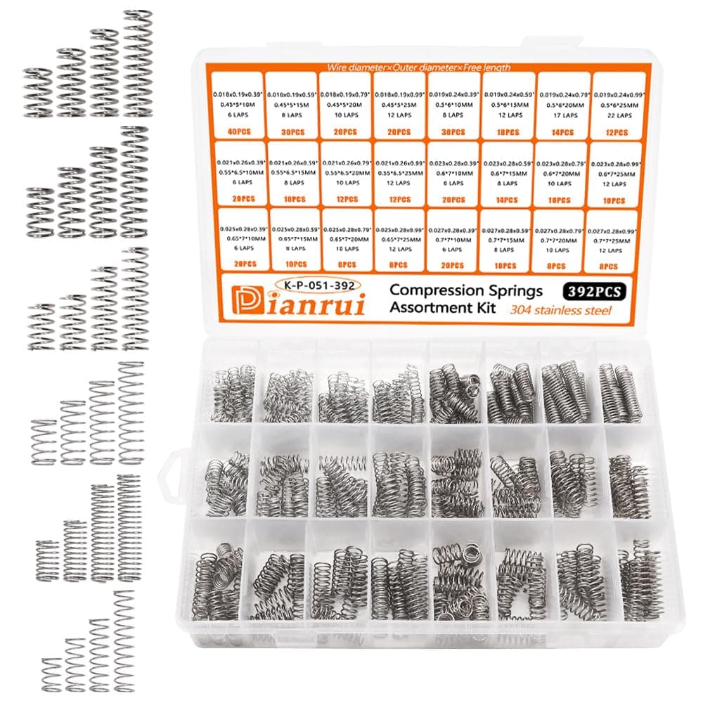 392PCS Compression Springs Assortment Kit 24 Different Sizes