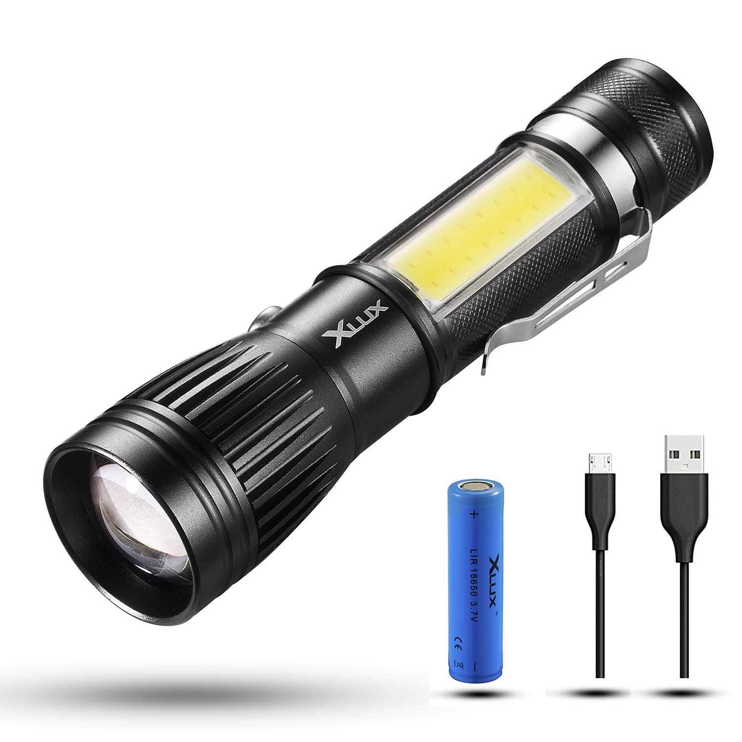 Multi-Functional LED High Power Super Bright Torch Flashlight, Rechargeable, Battery Included