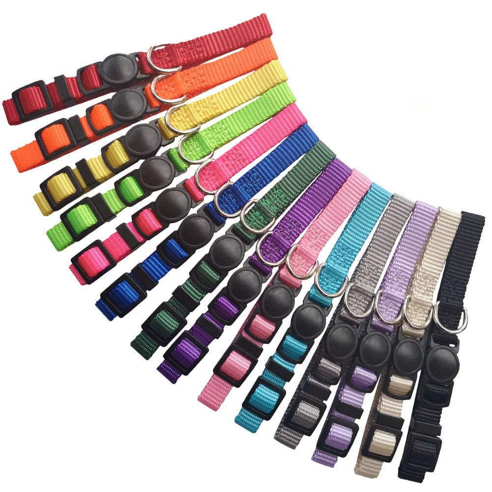 14 PCS Puppy ID Collars Nylon Soft Identification Colorful Adjustable Breakaway Safety Whelping Litter Collars for Pups with Record Keeping Charts 14pcs/Set (M)