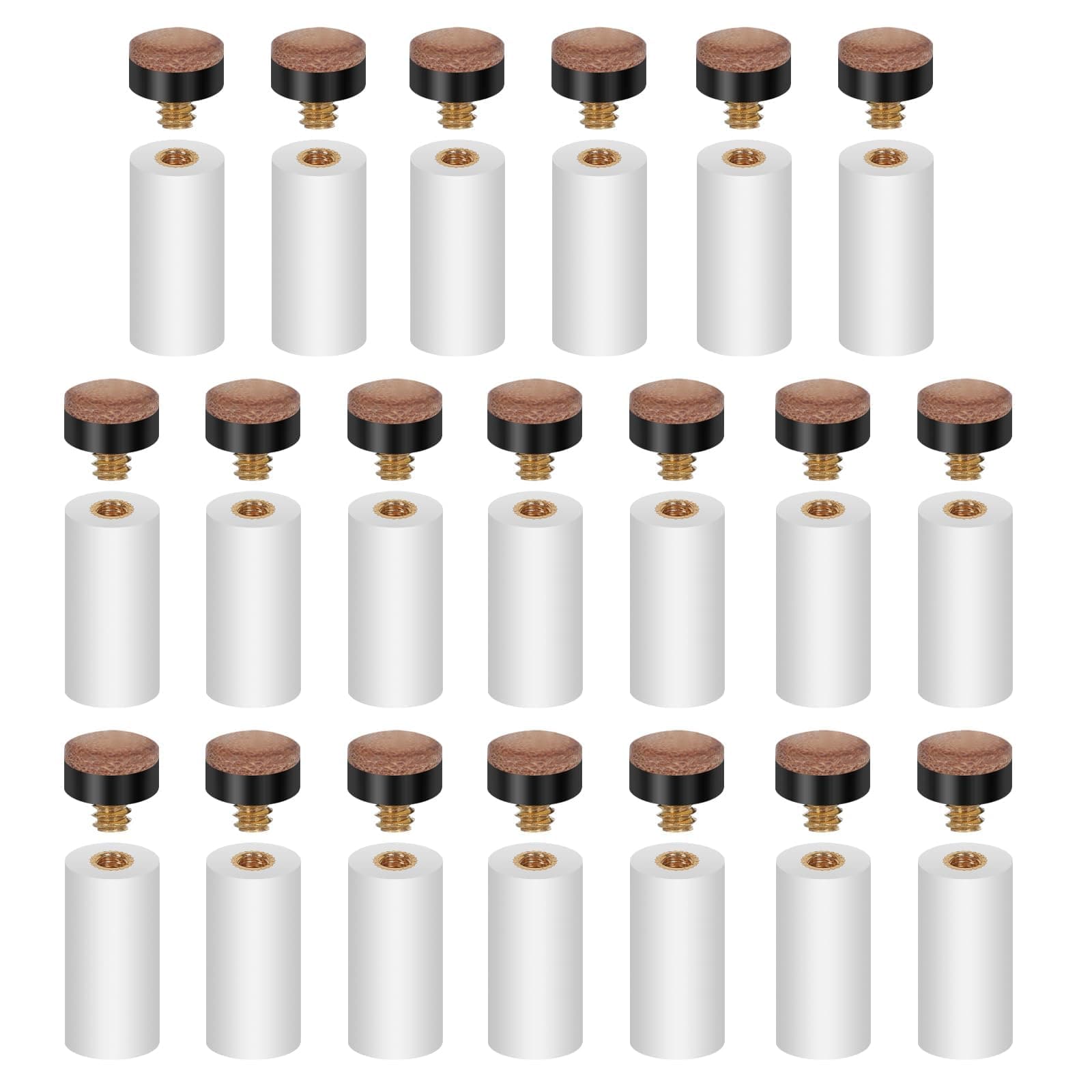 Billiard Pool Cue Tips, 20 Pcs 13mm White Pool Cue Tips Replacement Kit, Screw on Cue Tips Hard Leather Replacement (Brown)