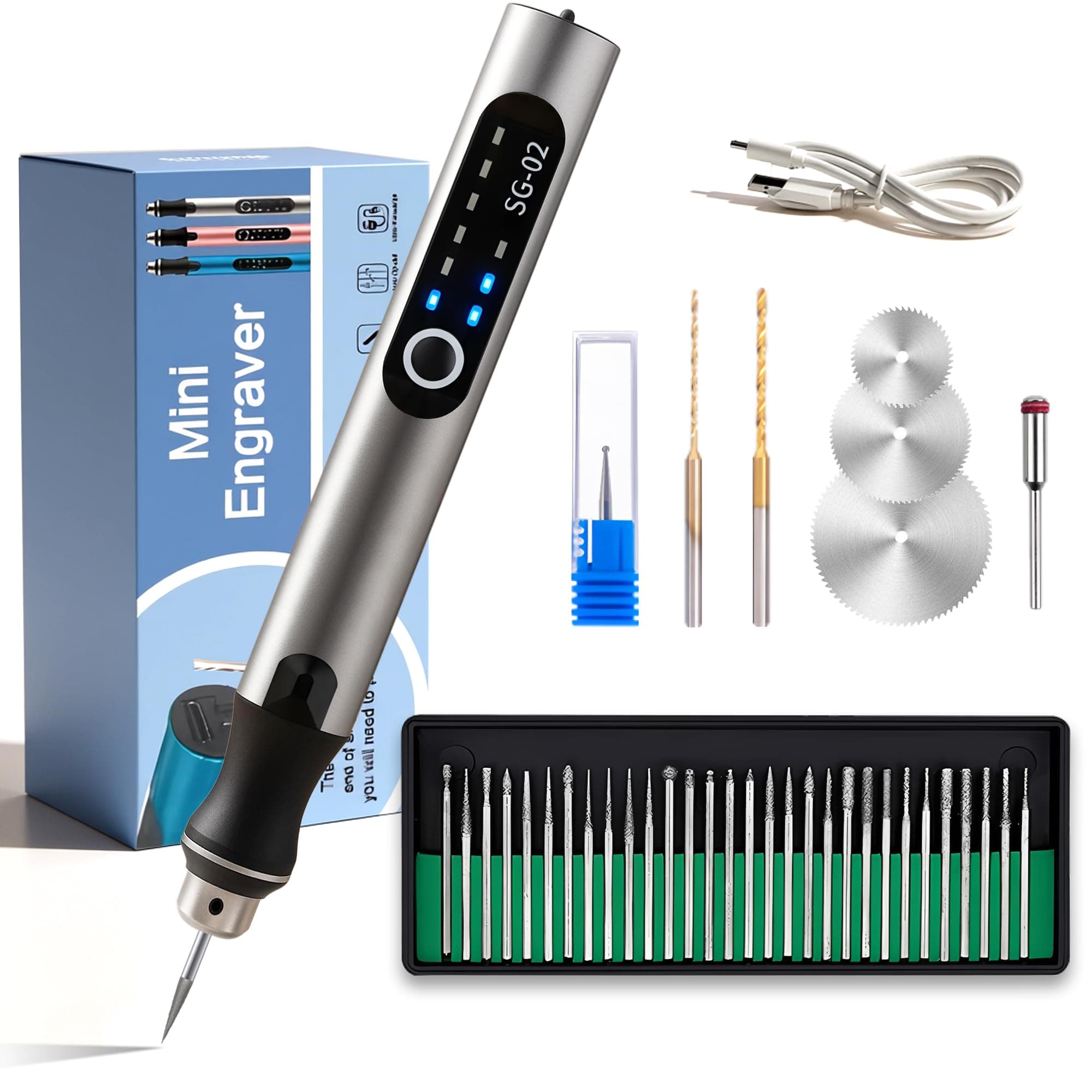 USB Rechargable Engraving Pen with 35bits,Mini Electric Engraver Etching Machines Cordless Rotary Tools Engraved Jewelry Stone Metal Plastic Wood Resin Model