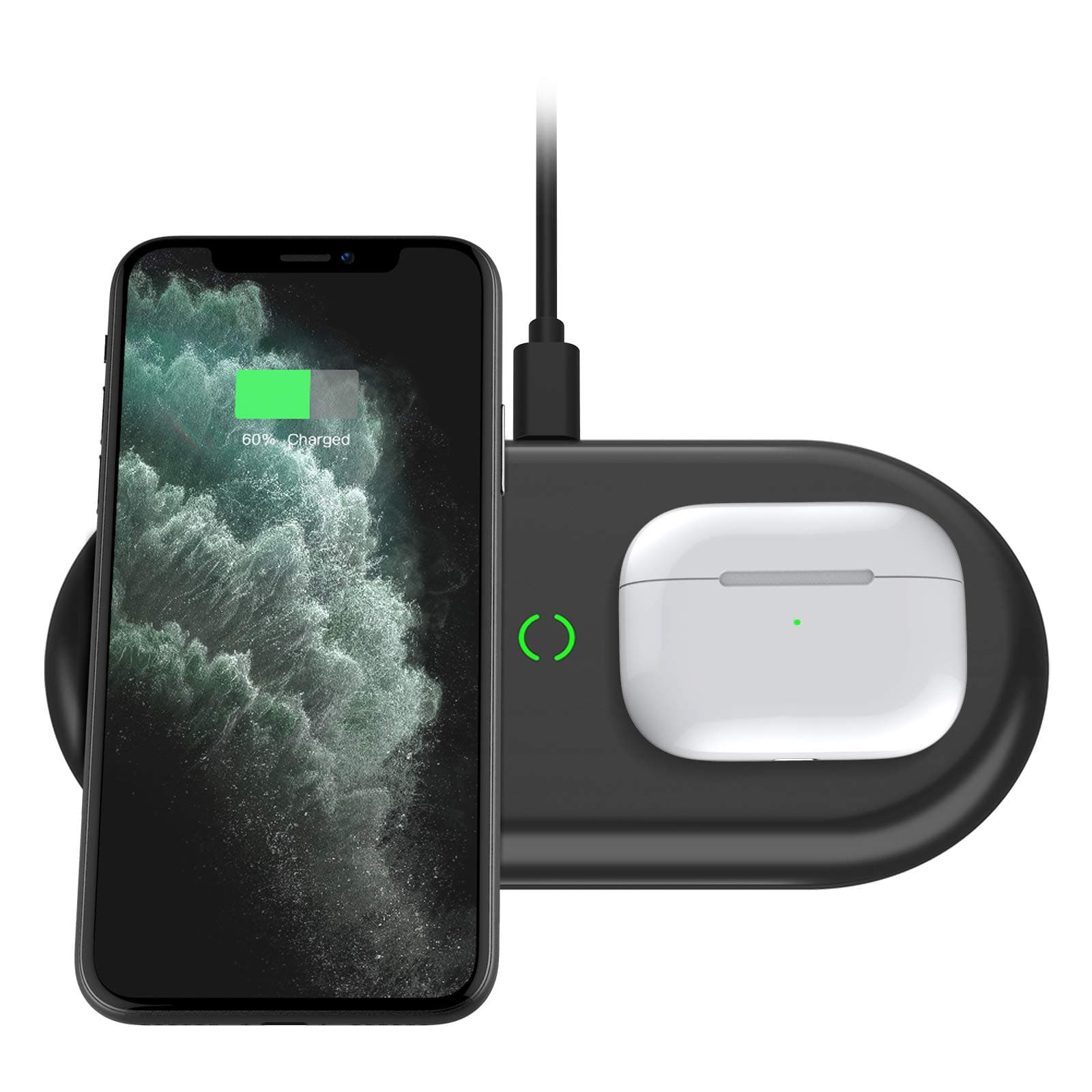Yootech Dual Fast Wireless Charger, 2 Coils 20W Max 2 in 1 Wireless Charging Pad, Compatible with iPhone 12/12 Mini/12 Pro Max/SE 2020/11 Pro Max, Galaxy S20/Note 10/S10, AirPods Pro(No AC Adapter)