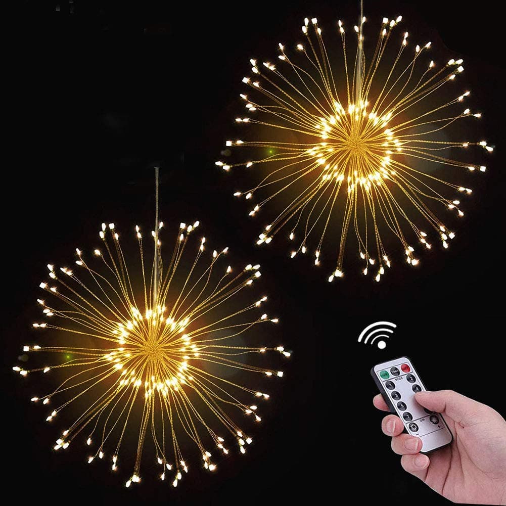 Firework Fairy Light, Loowoko 120 LED 8 Modes Dimmable Decorative Fairy Lights Starburst Copper Wire Twinkle Light with Remote Control for Indoor Outdoor Garden Wedding Christmas Party Decor