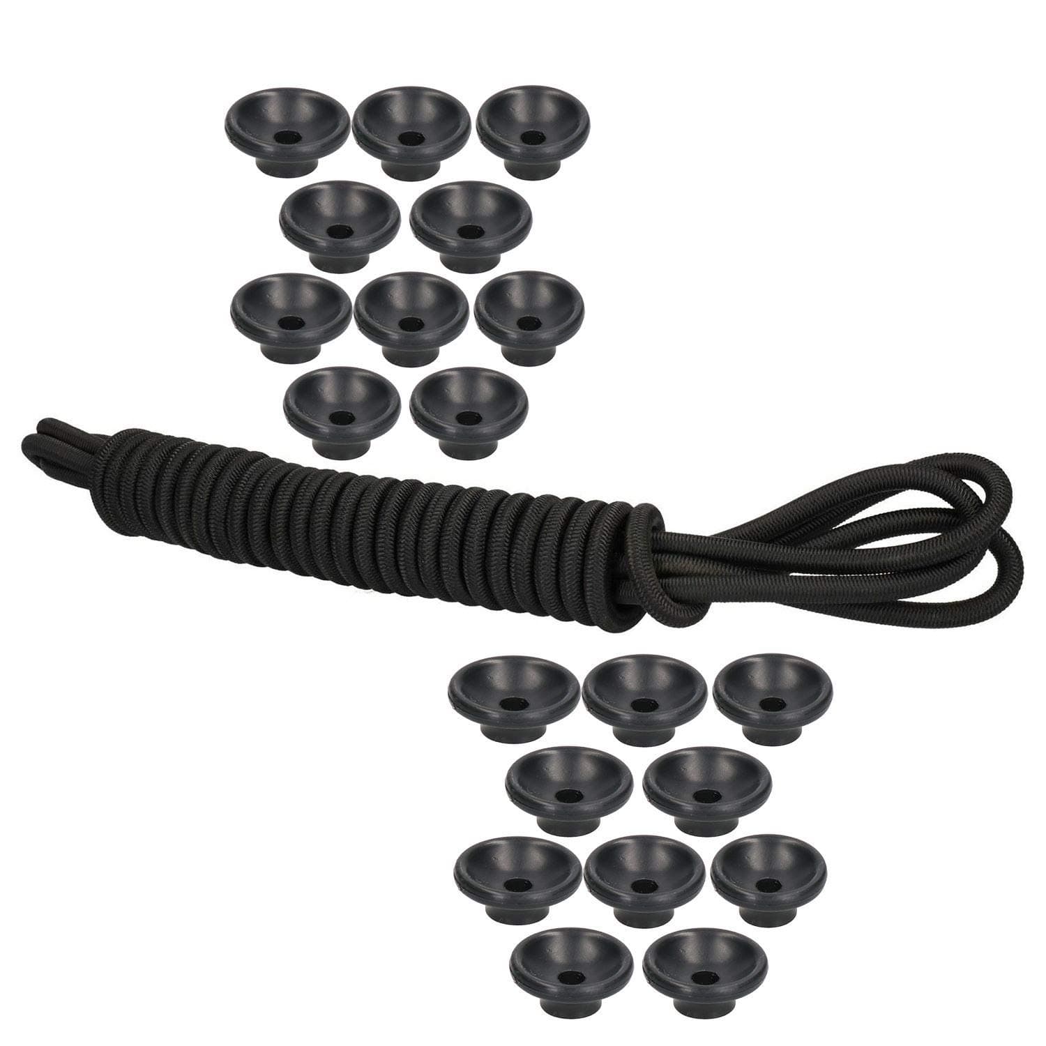 AB Tools Trailer Cover Tie Down Button Hook 20 Pack & 10m Elastic Rope Bungee Cord