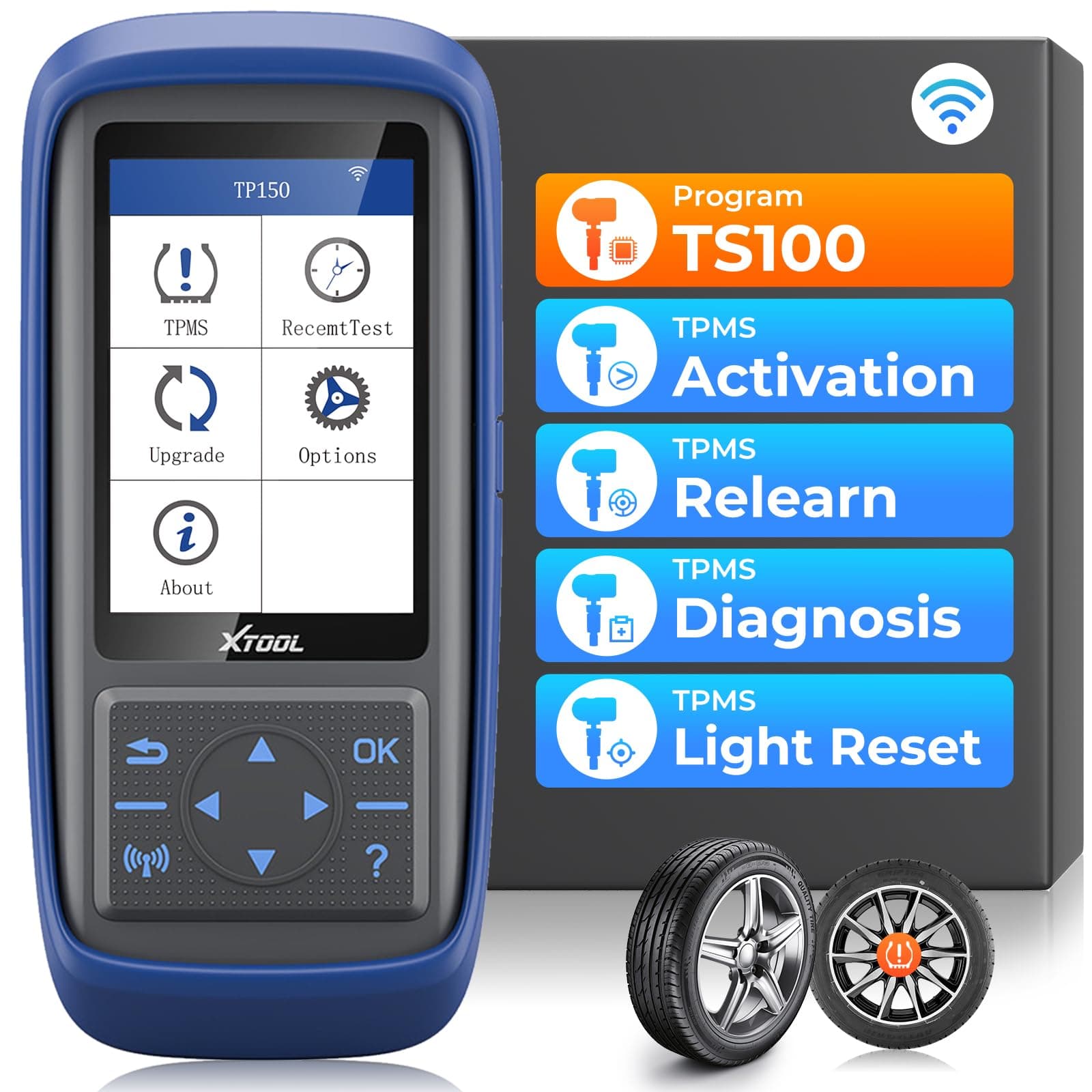 XTOOL TP150 TPMS Programming Tool, Universal TPMS Tire Sensor Relearn/Reset/Activate/XTOOL TS100 Sensor Programmer, Tire Pressure Monitor System Diagnostics Tool