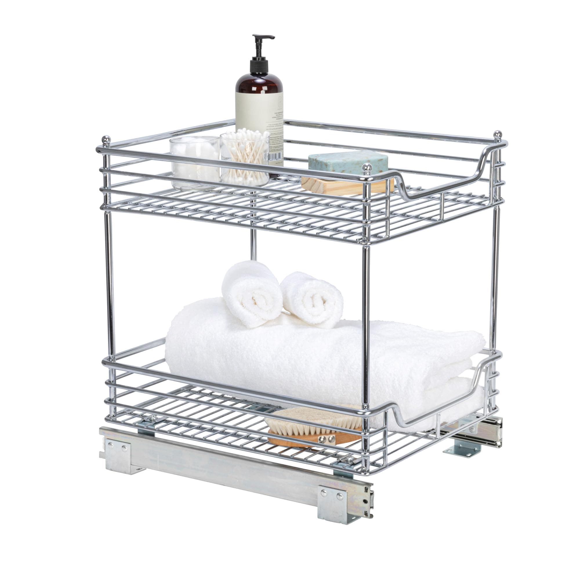C21417-1 Glidez 2-Tier Sliding Organizer - Pull Out Cabinet Shelf - 14.5 Inches Wide