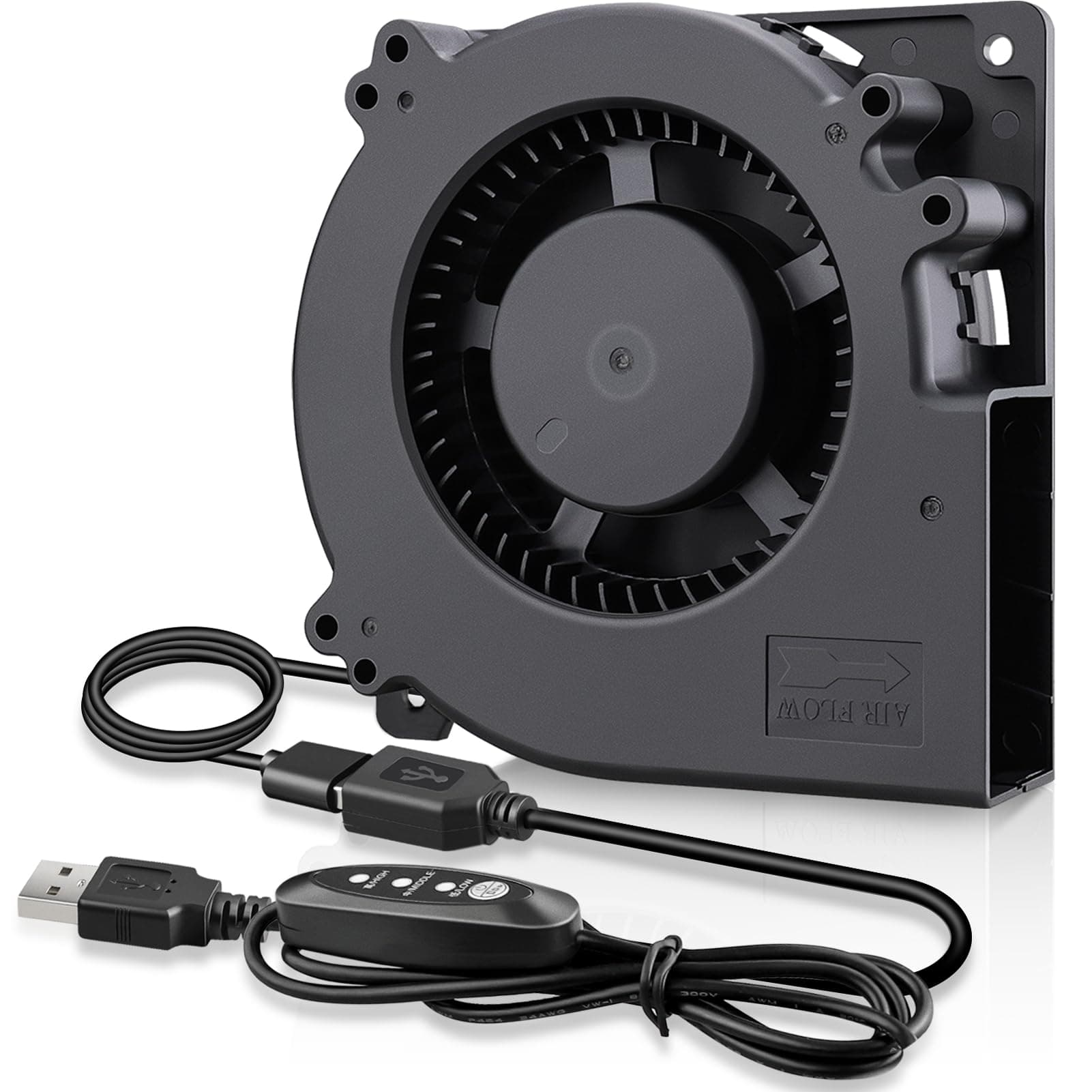 GDSTIME Quiet 120mm USB Blower Fan with 3 Speed Control, 5V Squirrel Cage Blowers, DC Brushless Centrifugal Fans for Receiver DVR Xbox Modem AV Cabinet Cooling