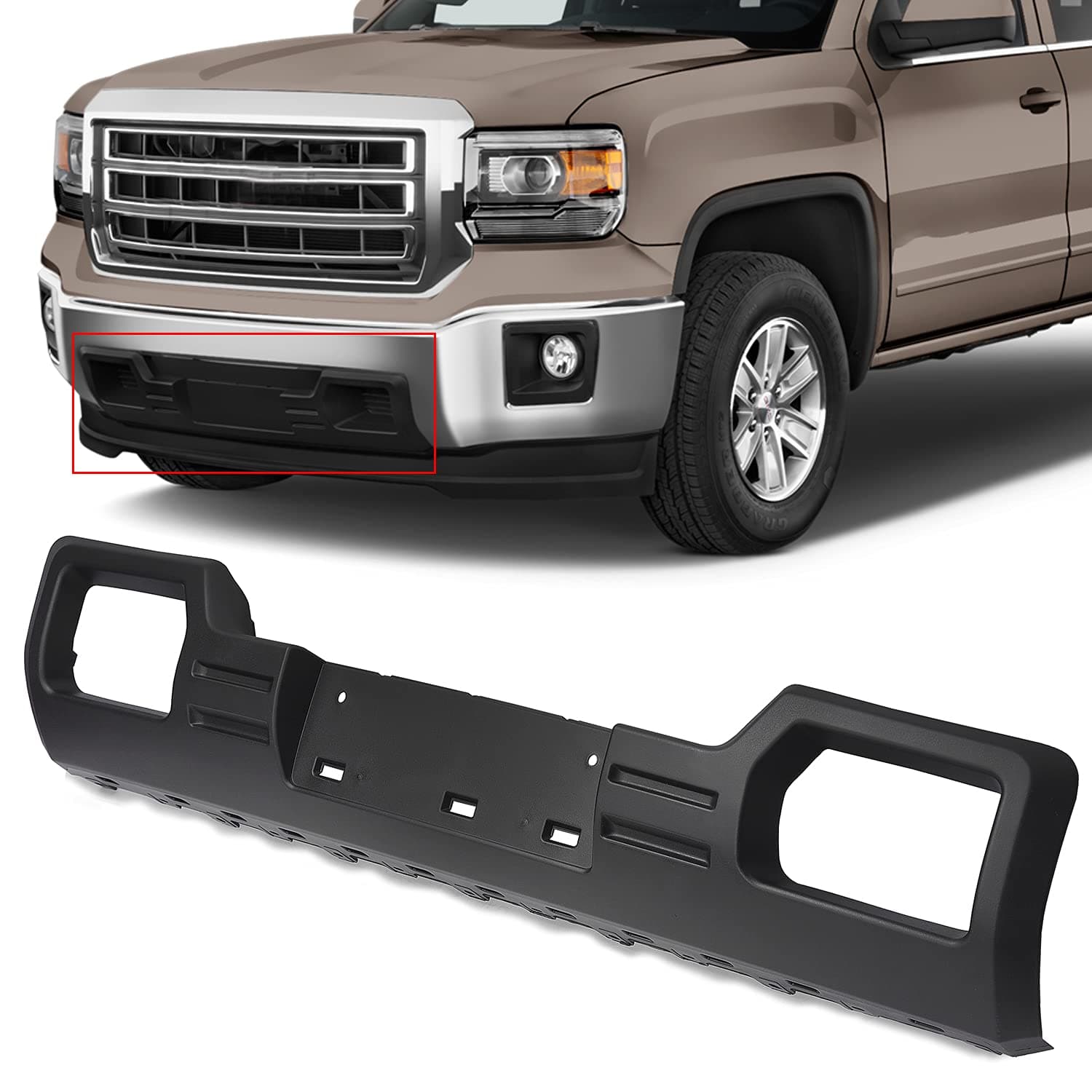 HECASA Front Bumper Skid Plate Compatible with 2014 2015 GMC Sierra 1500 Replacement for 22902312 GM1053100 Lower Cover Protection Black