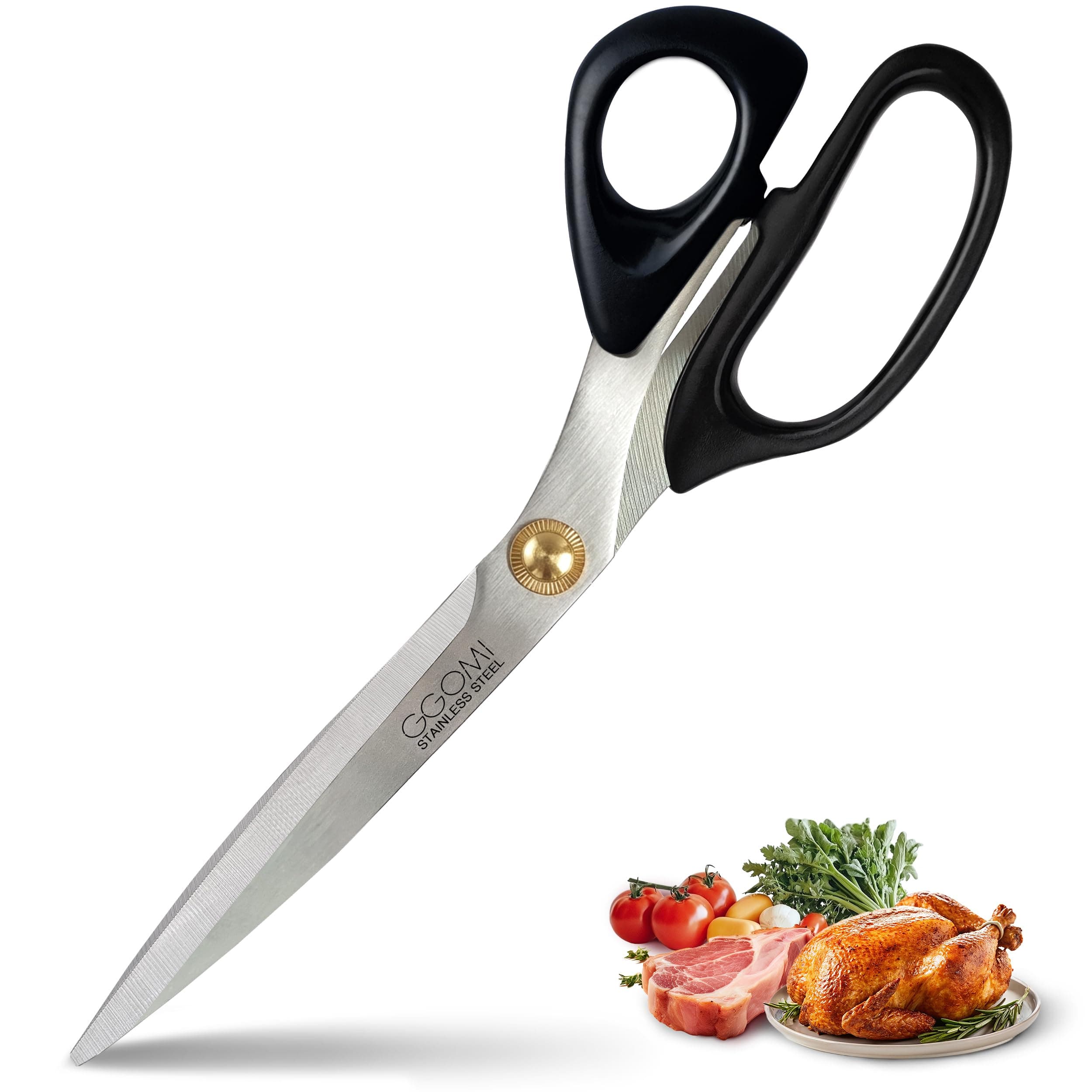 Heavy Duty Multi-Purpose Kitchen Shears 10.23" | Korean BBQ Scissors for Kalbi Chicken Fish Meat Herb Food Scissors | Durable 3T Stainless Steel Dishwasher-Safe Non-Slip Comfort ABS Handle 1Pack_Black