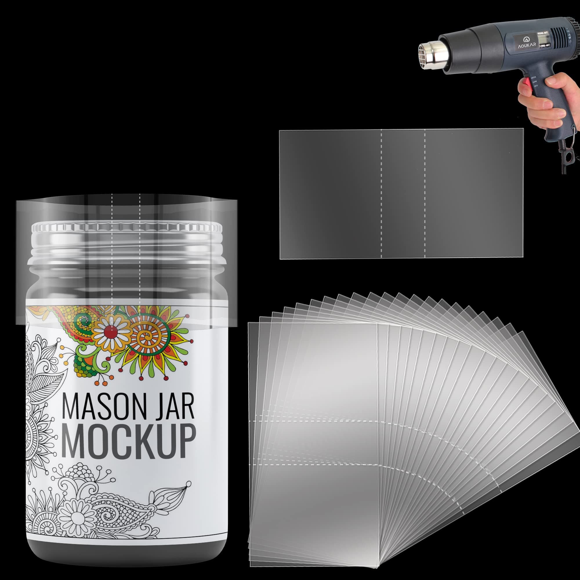 Shrink Wrap Bands for Bottles Jars Seals Shrinkable Plastic Sealer Heat Shrink Bands Cap Seal for Jars Bottles Mouth Shrink Bag Refillable Shrink Wrap Container(200 Pieces,5.3 x 1.1Inch,135 x 28mm)