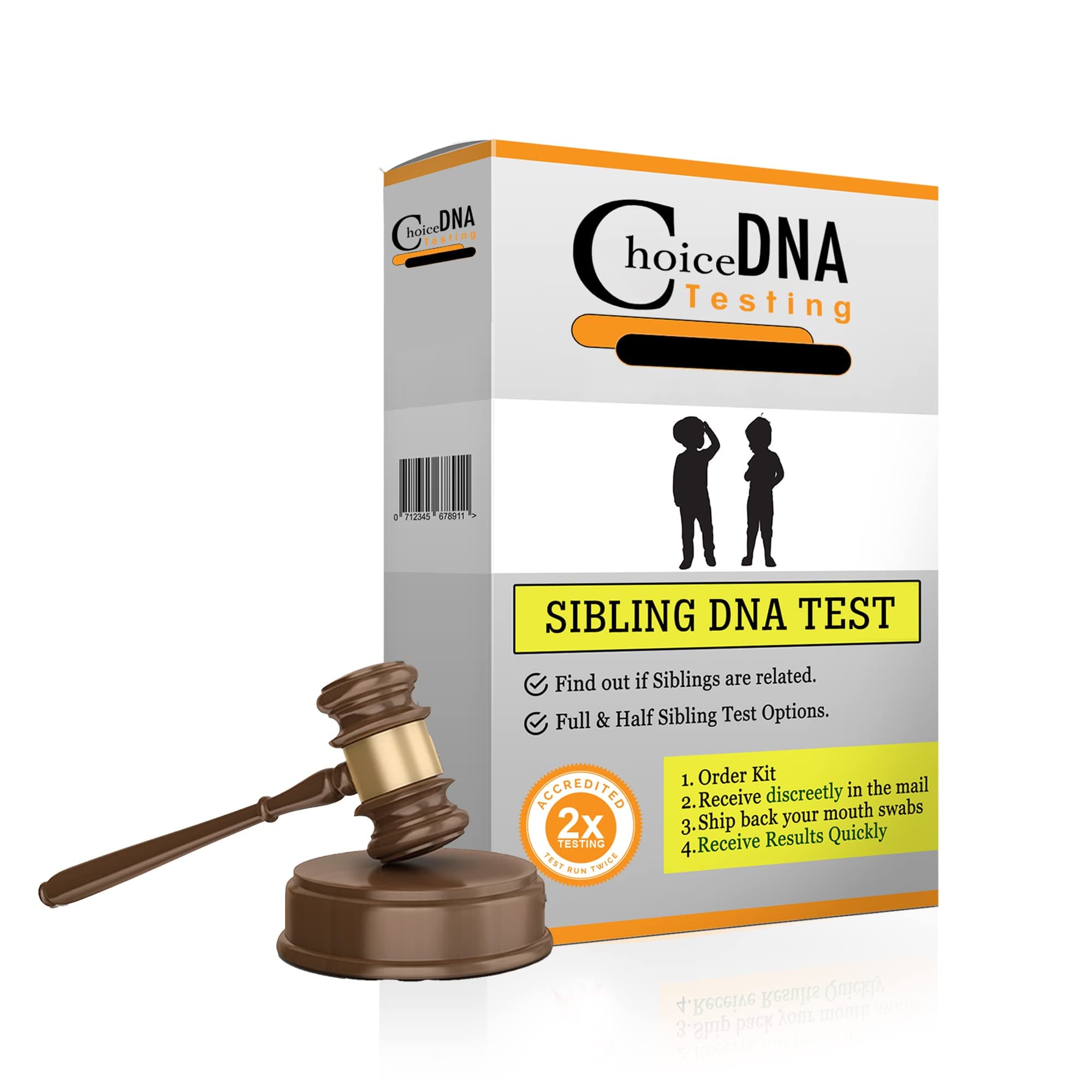 Choice DNA Full or Half Sibling DNA Test with Chain of Custody, Sibling DNA Test with Local Clinic Collection, DNA Kit with All Lab Fees Included, Results in 2-6 Business Days