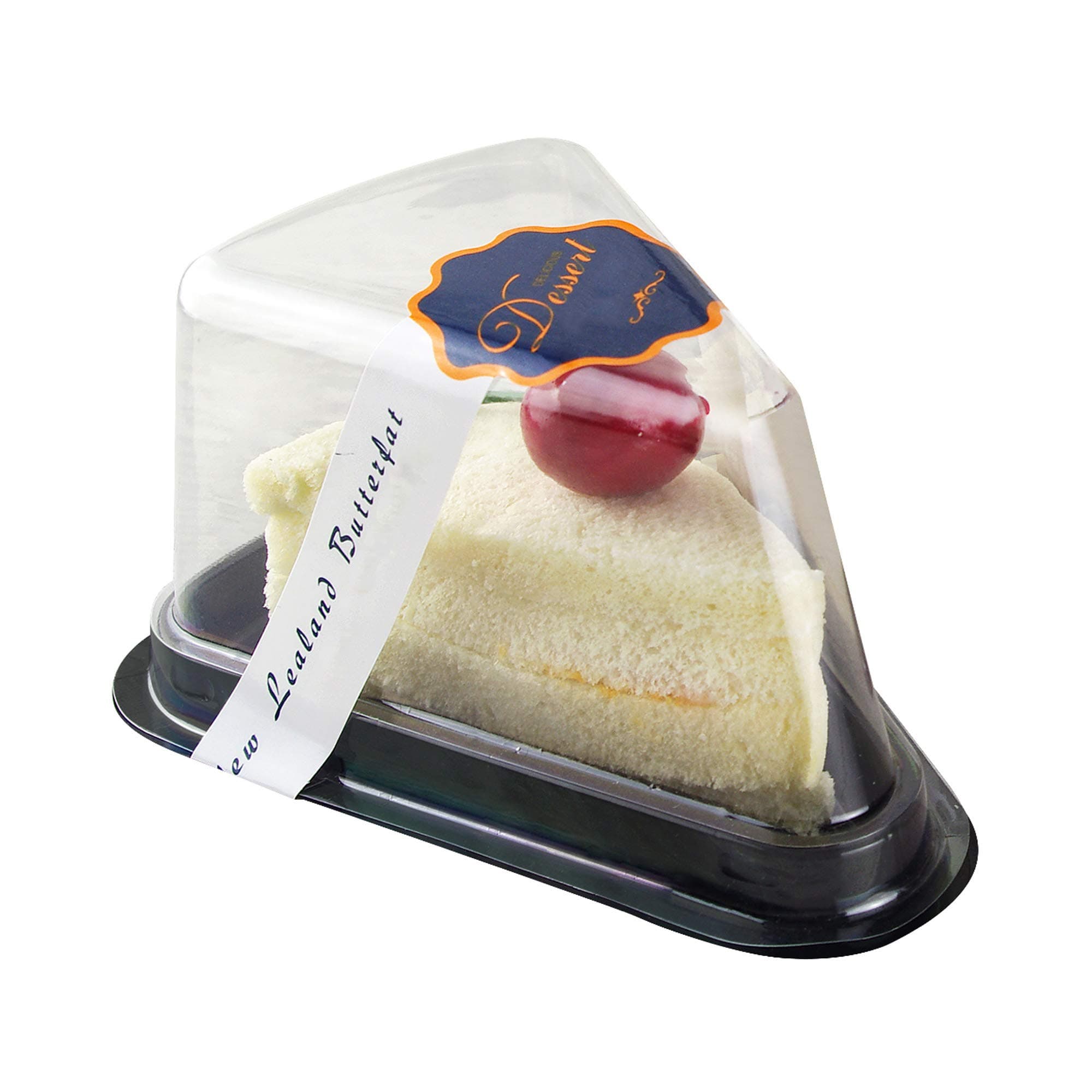 100 pcs BPA-Free Clear Plastic Black Base Cake Pie Tarts Slice To-Go Wedge Container Holders