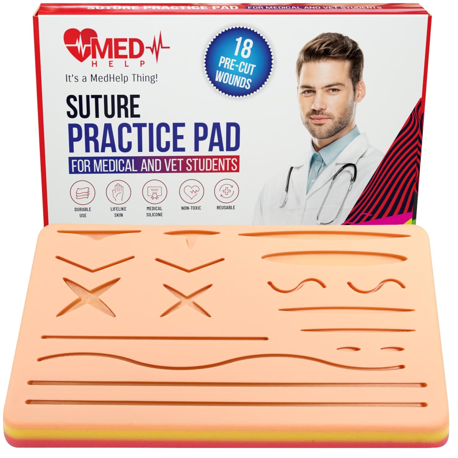 Suture Practice Pad for Medical Students - Advanced Suture Pad 3 Layers with 17 Wounds, Practice Suture Pad for Vet and Nursery Training