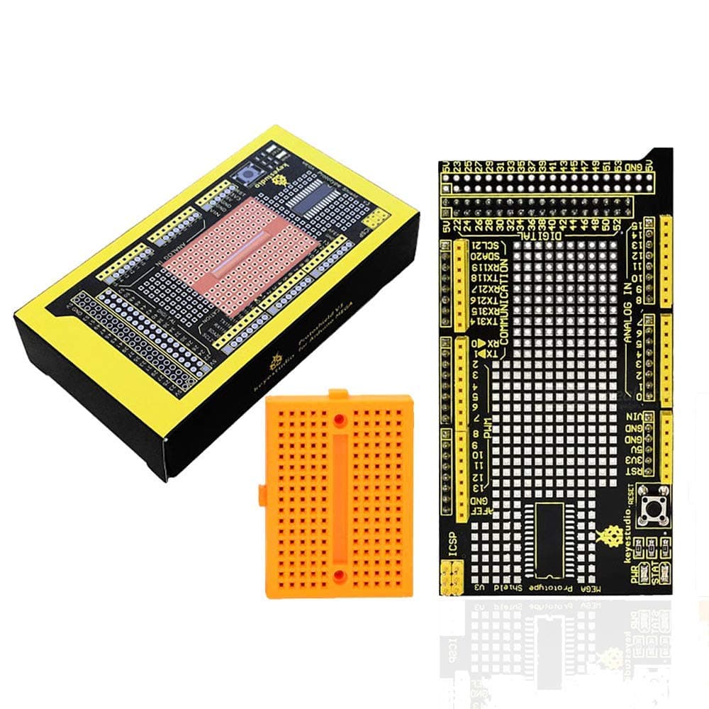 keyestudio MEGA Protoshield V3 for Arduino Mega 2560 with Mini Breadboard, and Easy to Use