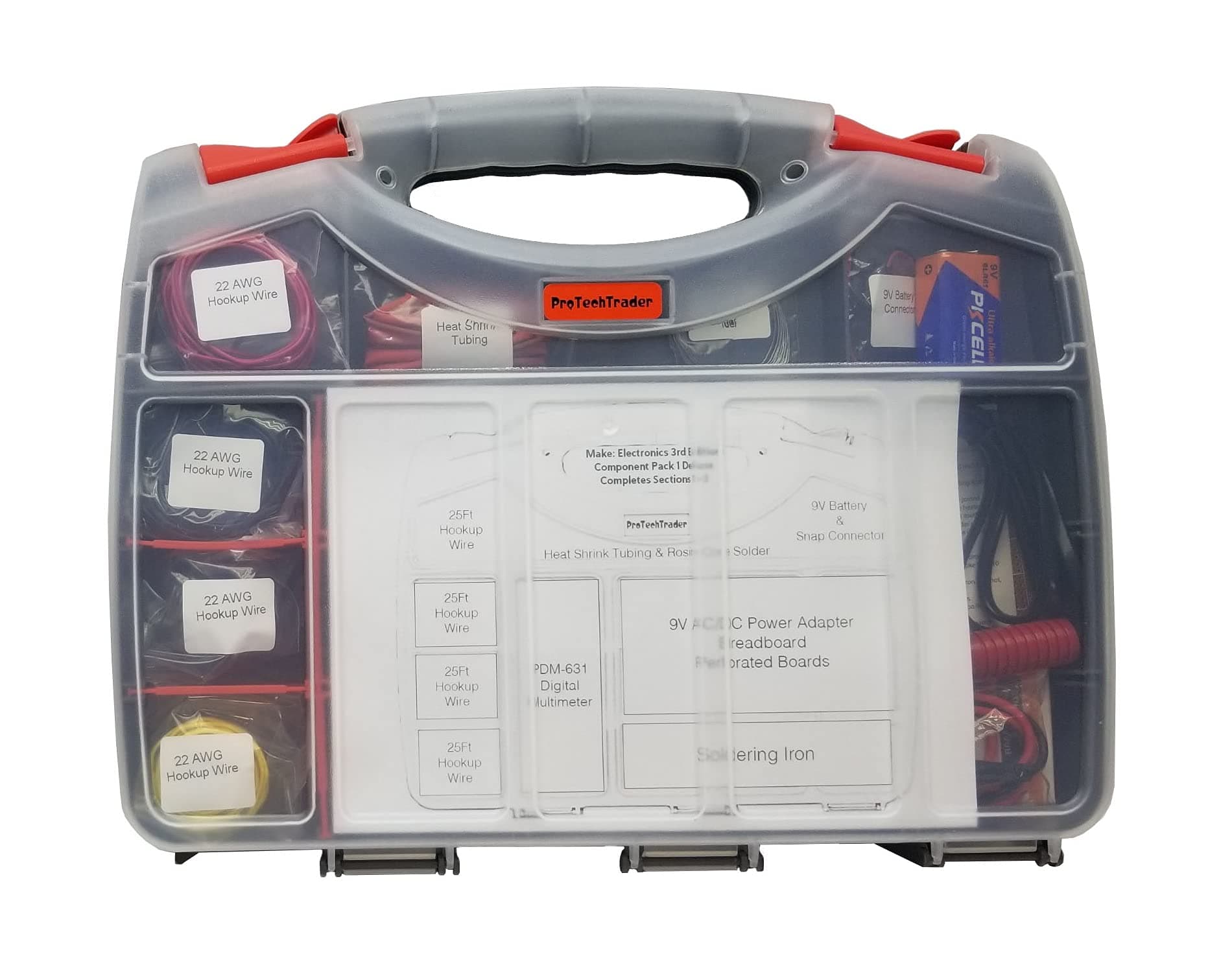 ProTechTrader Make: Electronics 3rd Edition Kit 1 Deluxe - Beginner, Intermediate, & Advanced (Teen - Adult) Component Pack That Follows The Experiments in Make: Electronics 3rd Ed by Charles Platt