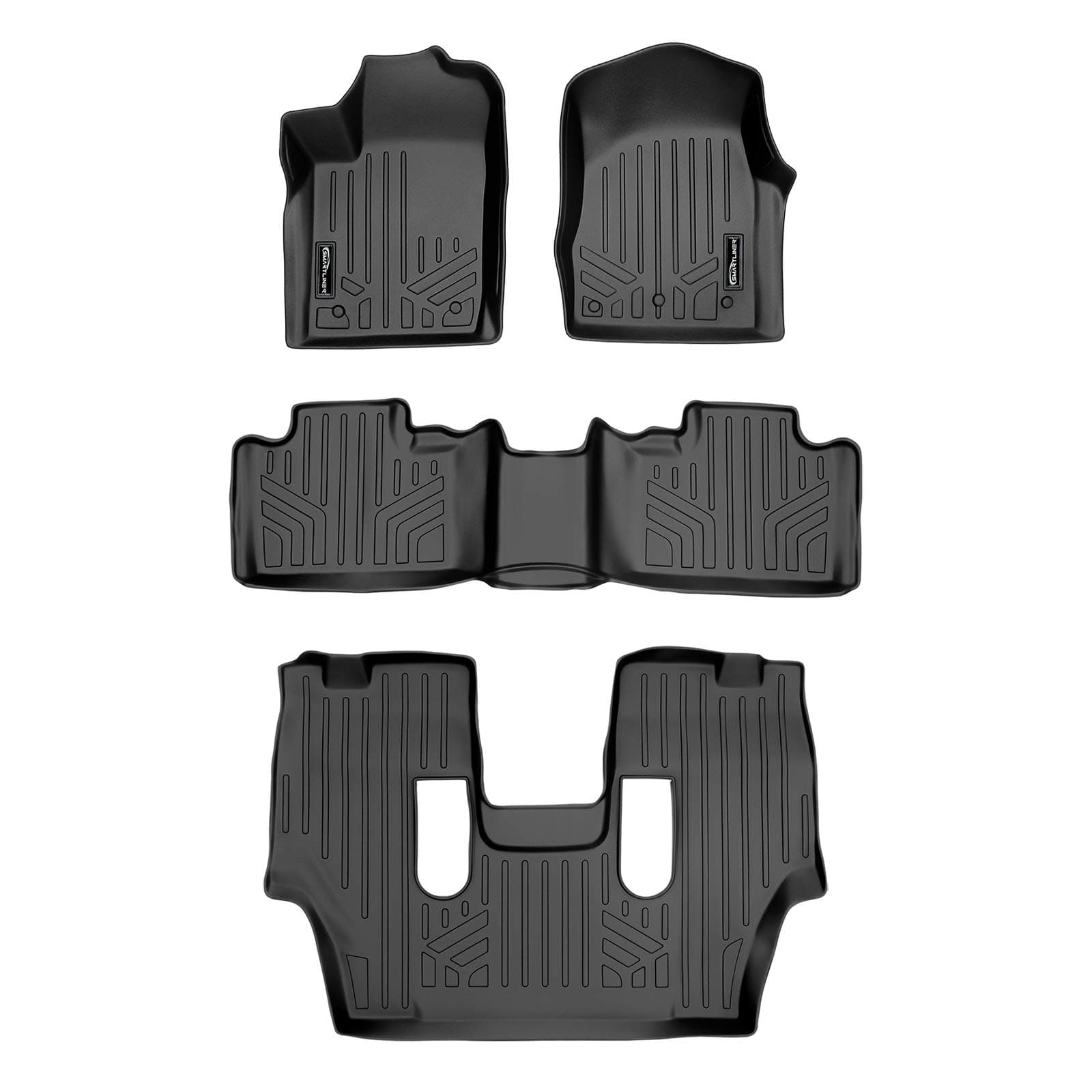 MAXLINER Floor Mats 3 Row Liner Set Black for 2013-2016 Dodge Durango with Front Row Dual Floor Hooks and 2nd Row Bucket Seats