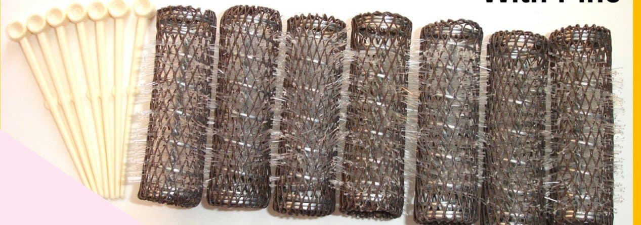 2 Packs (14 total) MEDIUM BRUSH ROLLERS & PINS Hair Curlers Bristles 2 1/2"x 3/4" NEW