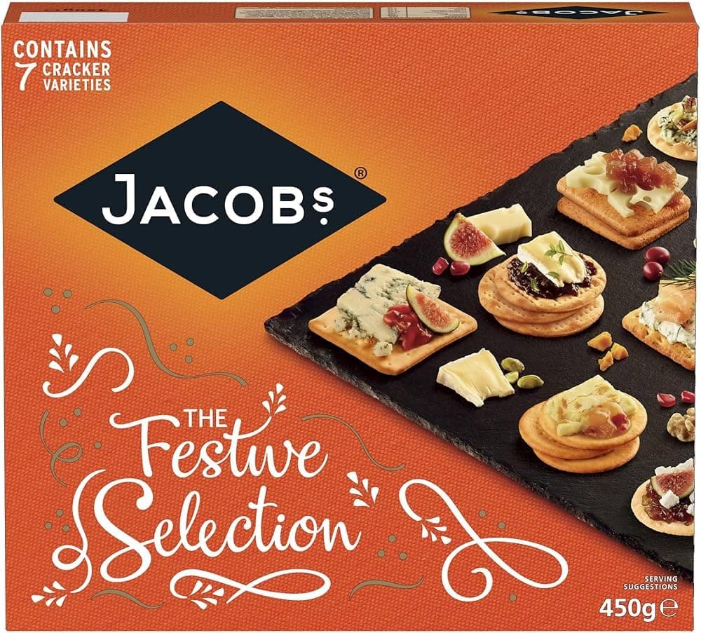 Jacob's Biscuits for Cheese Carton Crackers - 450g - Assorted Variety of Crispy Crackers Perfect for Cheese Pairings and Snacking