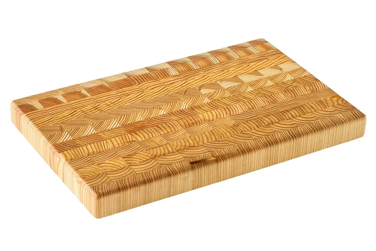 Larch Wood Canada End Grain One Hander Large Cutting Board, Standard Line, Handcrafted for Professional Chefs & Home Cooking, 15"" x 9-1/2"" x 1-1/4""