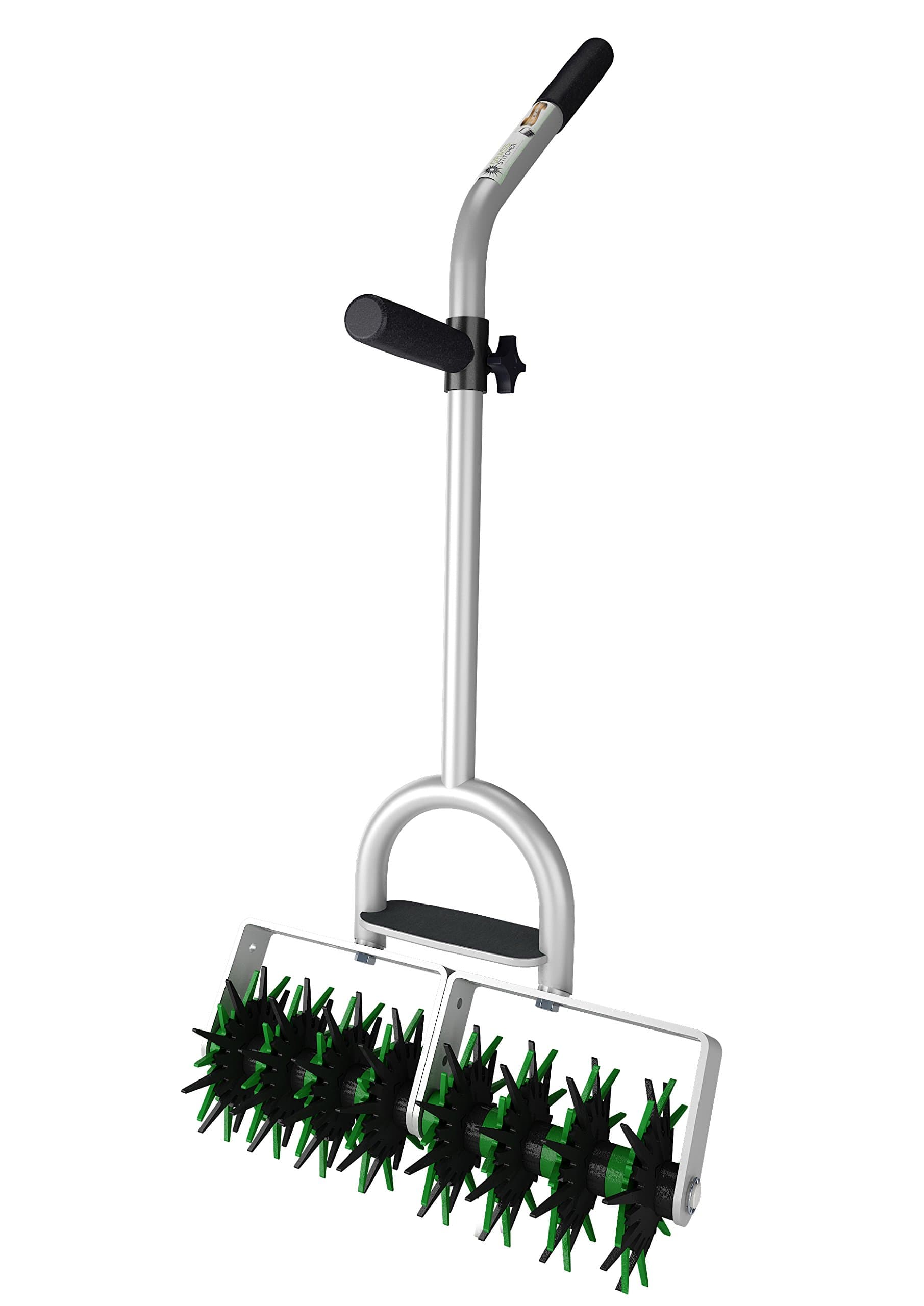 Products Seed Stitcher Pro - Double Head- Easy Lawn Grass Garden Seed Planting Tool for Landscapers, Homeowners, Silver