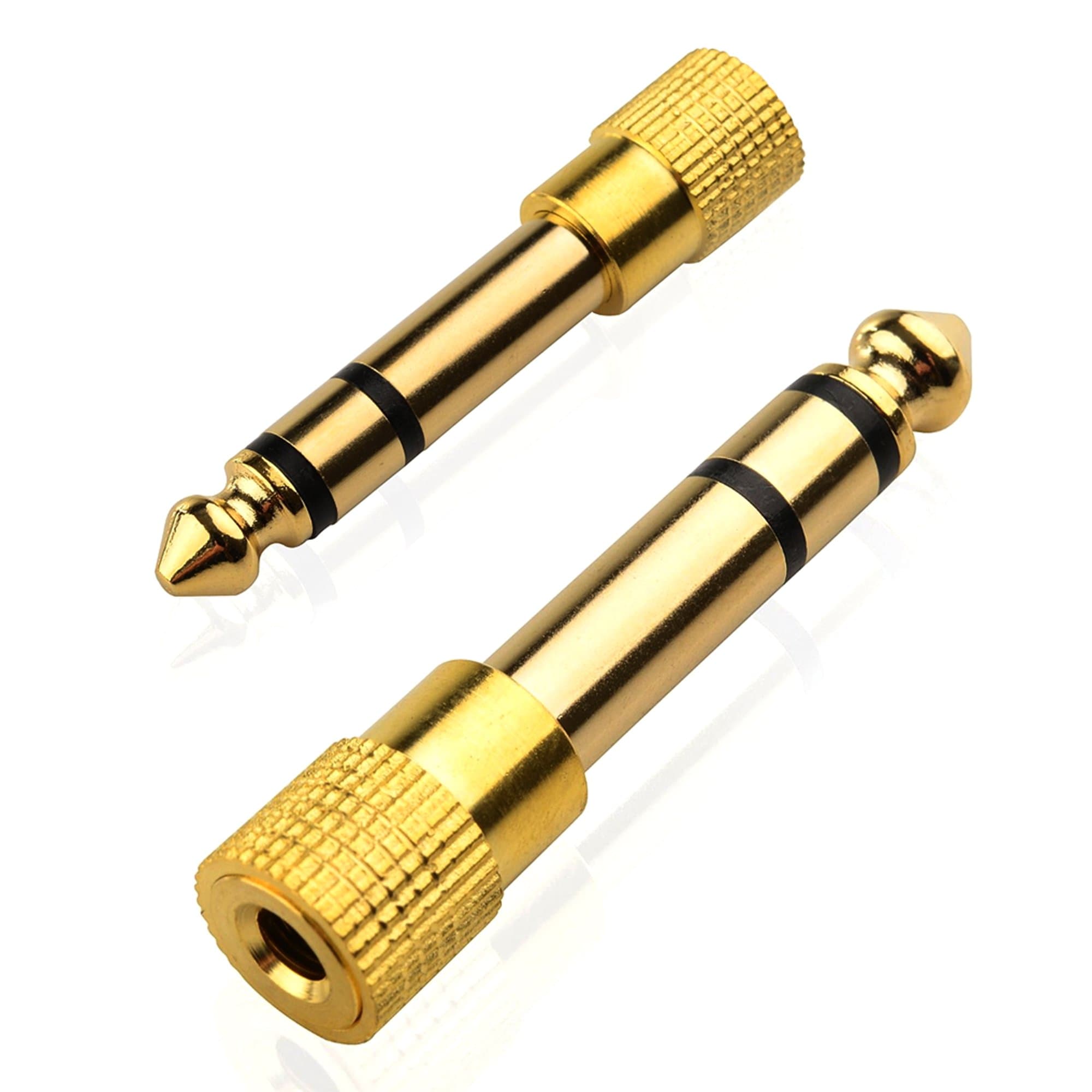2pcs 6.35mm Plug to 3.5mm Socket - 1/4 to 1/8 inch Stereo Audio Jack Adapter - Converts Audio from Amplifiers, Guitar, Piano, Drums, Speakers & Mic That use 6.35mm to 3.5mm Port