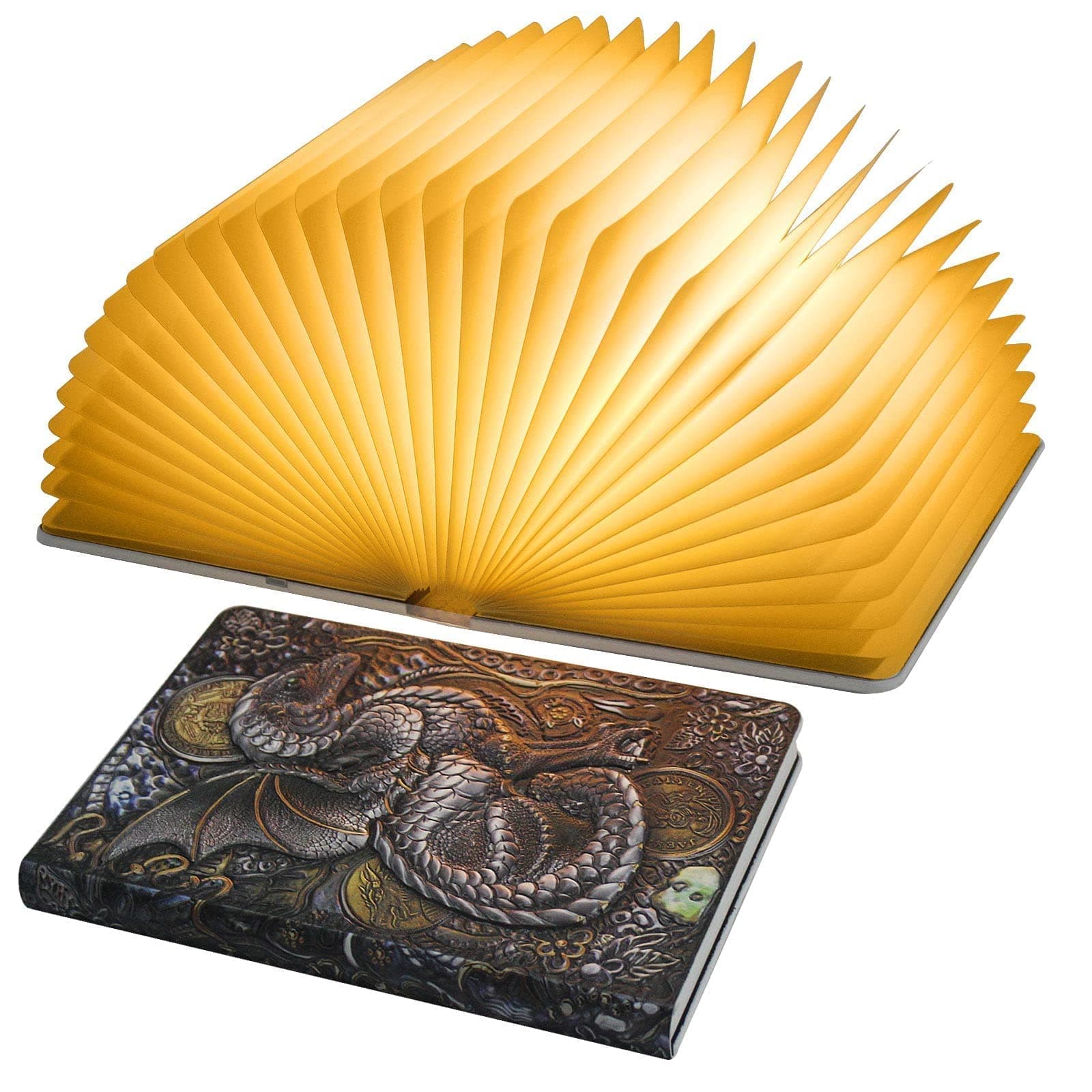 QXMGCBOK Folding Book Lamp Dragon Night Light, Portable Bedside Light (3 Colors) - Gift for Book Lovers