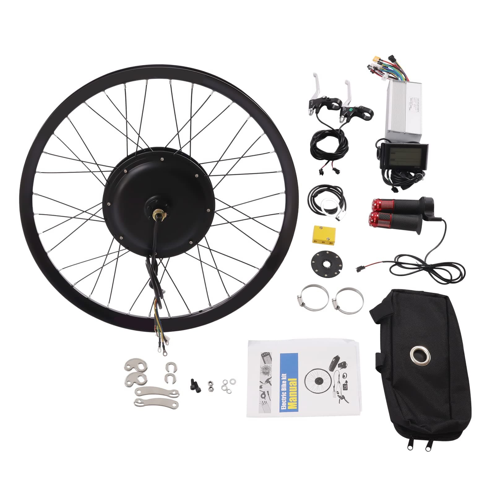 Bicycle Rear Wheel Conversion Kit, 72V 2000W Rear Wheel Motor Kit, Hub Motor with Mutifunction LCD Display and Pedal Assistant Sensor for 27.5" Bike(560rpm)