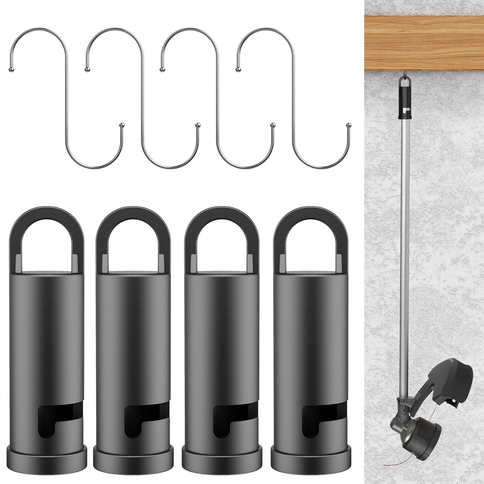 4 Pack Heavy Duty Garage Storage Hooks Attachment for EGO Power Multihead System Hooks Attachments/Garage Storage Attachment/Power Tool Hooks Attachment for Garage or Basement (Black)