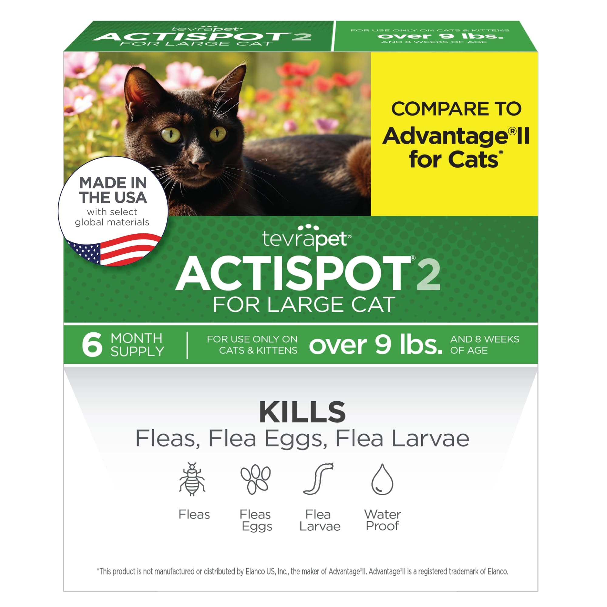 Actispot II Flea Treatment for Large Cats 9+ lbs | 6 Doses | Powerful Prevention and Control