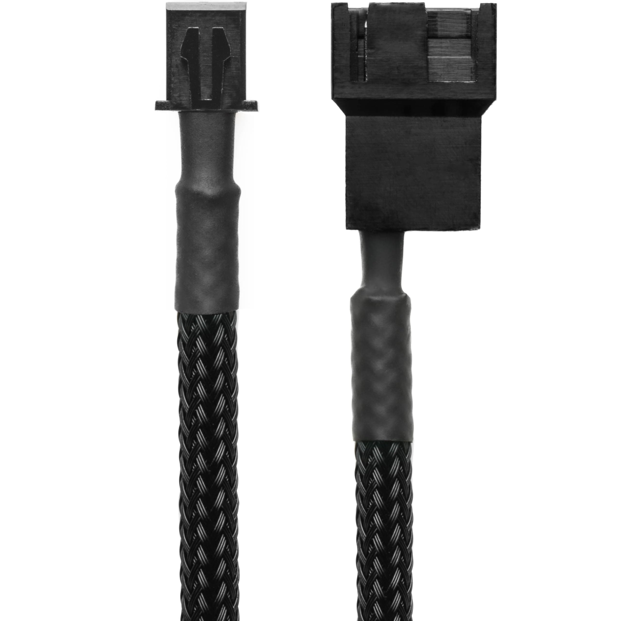 CRJ Mini 2-Pin Fan Adapter Cables (2-Pack) - 4-inch (10cm), Black Sleeved - Connect 3-Pin/4-Pin PC Fans to Mini 2-Pin JST XH 2.5mm Headers