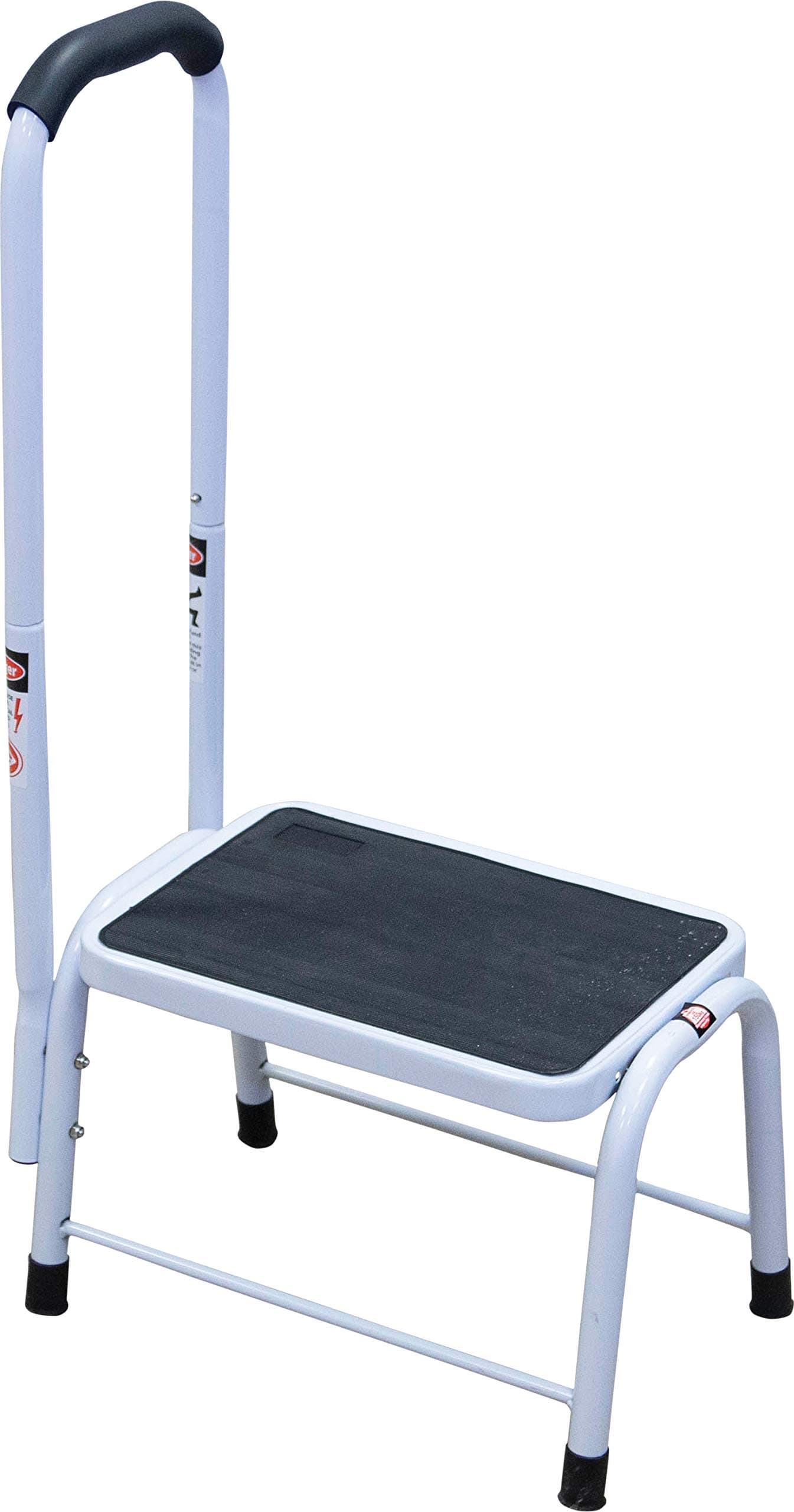 Step Stool Platform Support with Soft Grip Handrail and Anti Slip Surface and Rubber Feet Aid