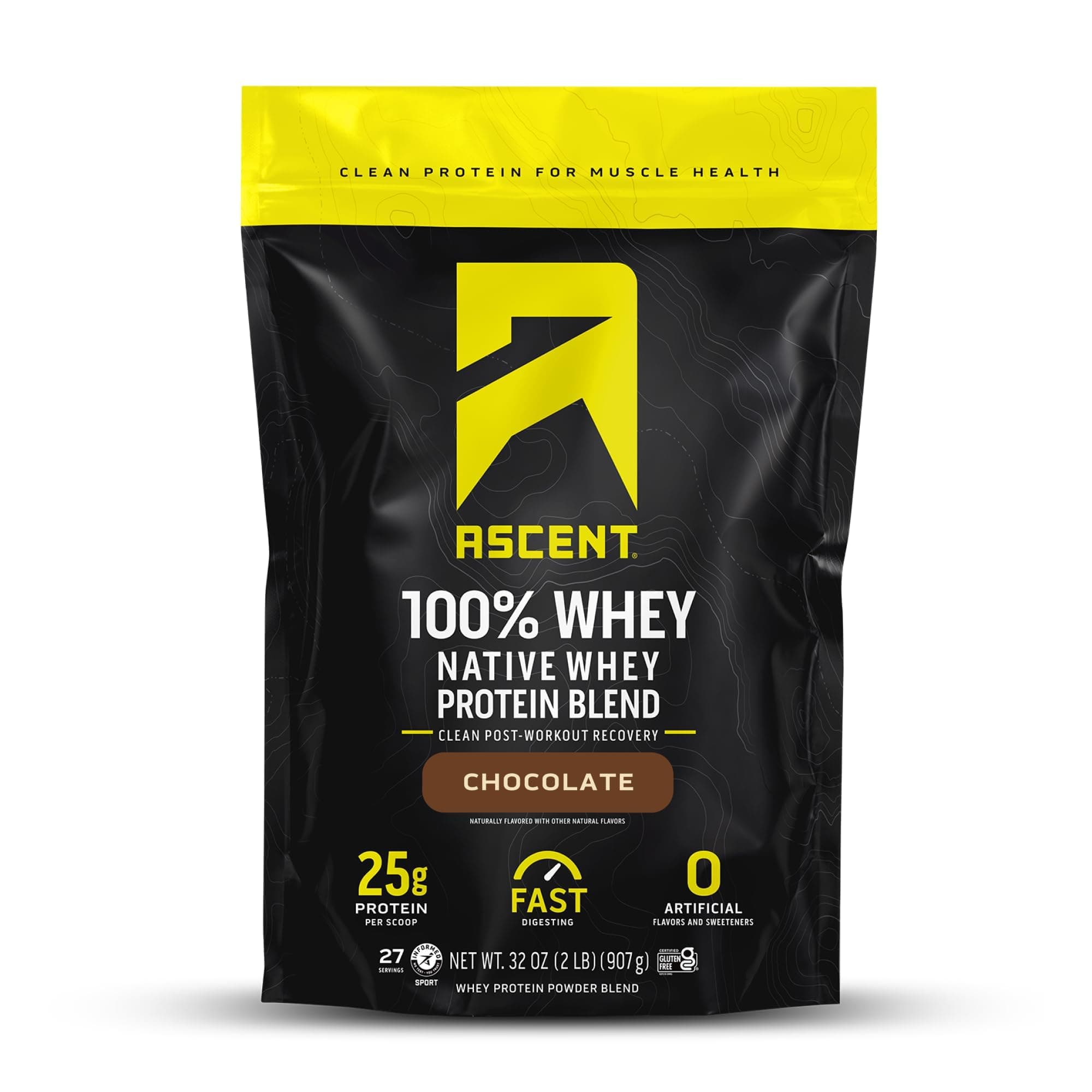 100% Whey Protein Powder - Post Workout Whey Protein Isolate, Zero Artificial Flavors & Sweeteners, Gluten Free, 5.5g BCAA, 2.6g Leucine, Essential Amino Acids, Chocolate 2 lb