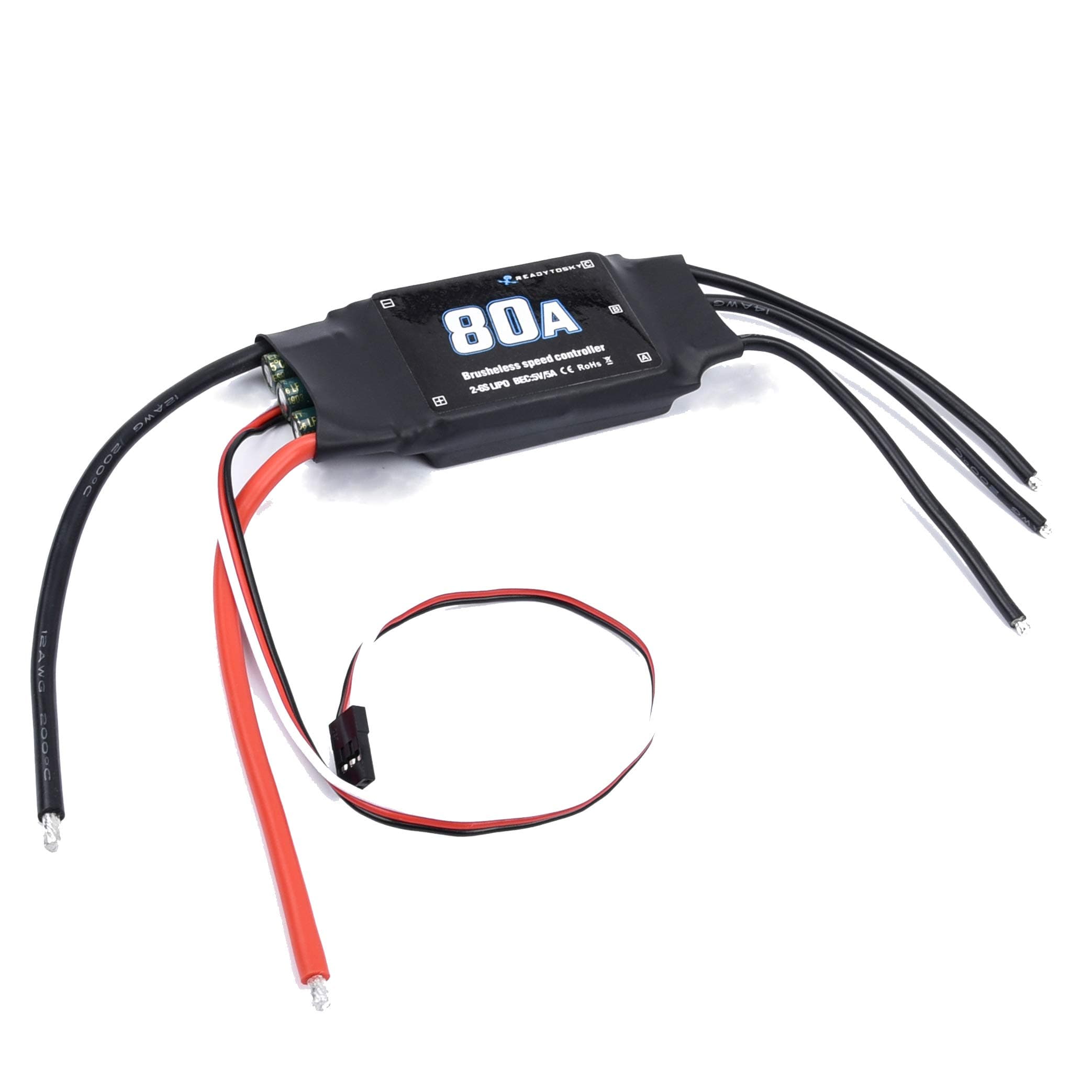 Readytosky 80A ESC 2-6S Brushless ESC Electric Speed Controller for RC FPV Airplane Helicopter Drone