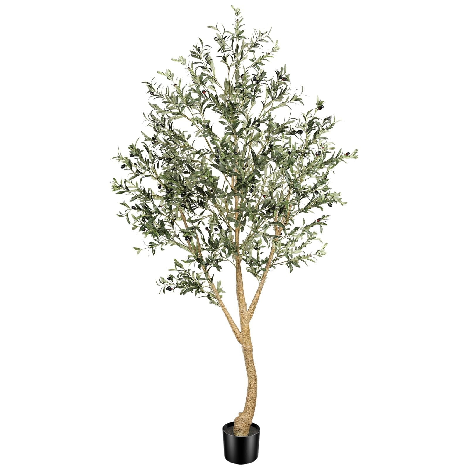 Realead 8ft Faux Olive Tree, Large Realistic Olive Trees Artificial Indoor, Tall Fake Olive Tree with Natural Wood Trunk and Lifelike Fruits for Home Office Decor