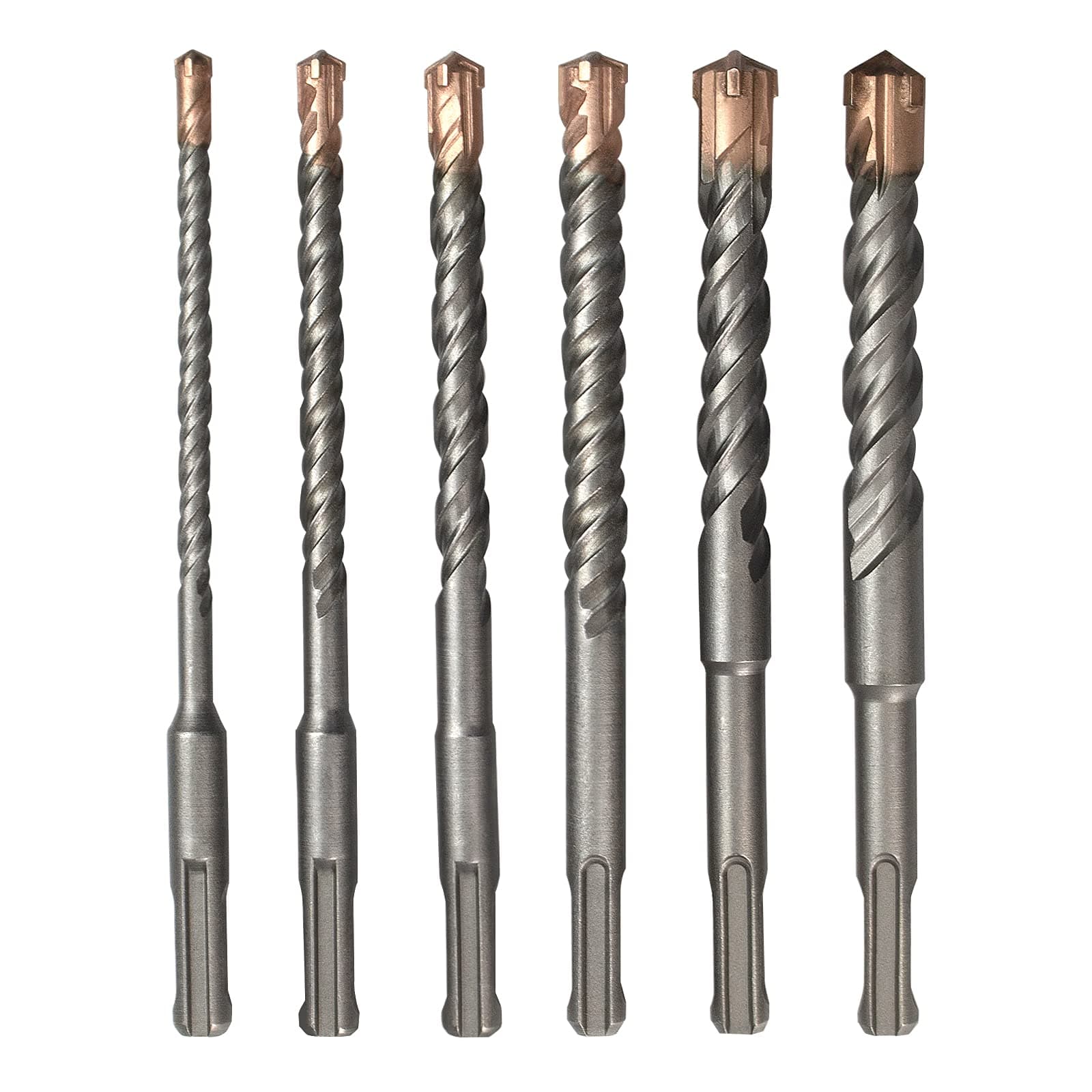 Meccion SDS Plus Hammer Drill Bits Professional Tungsten Cross Tip Rotary Impact Drill bit for Masonry, Brick, Concrete (6 pcs Set)