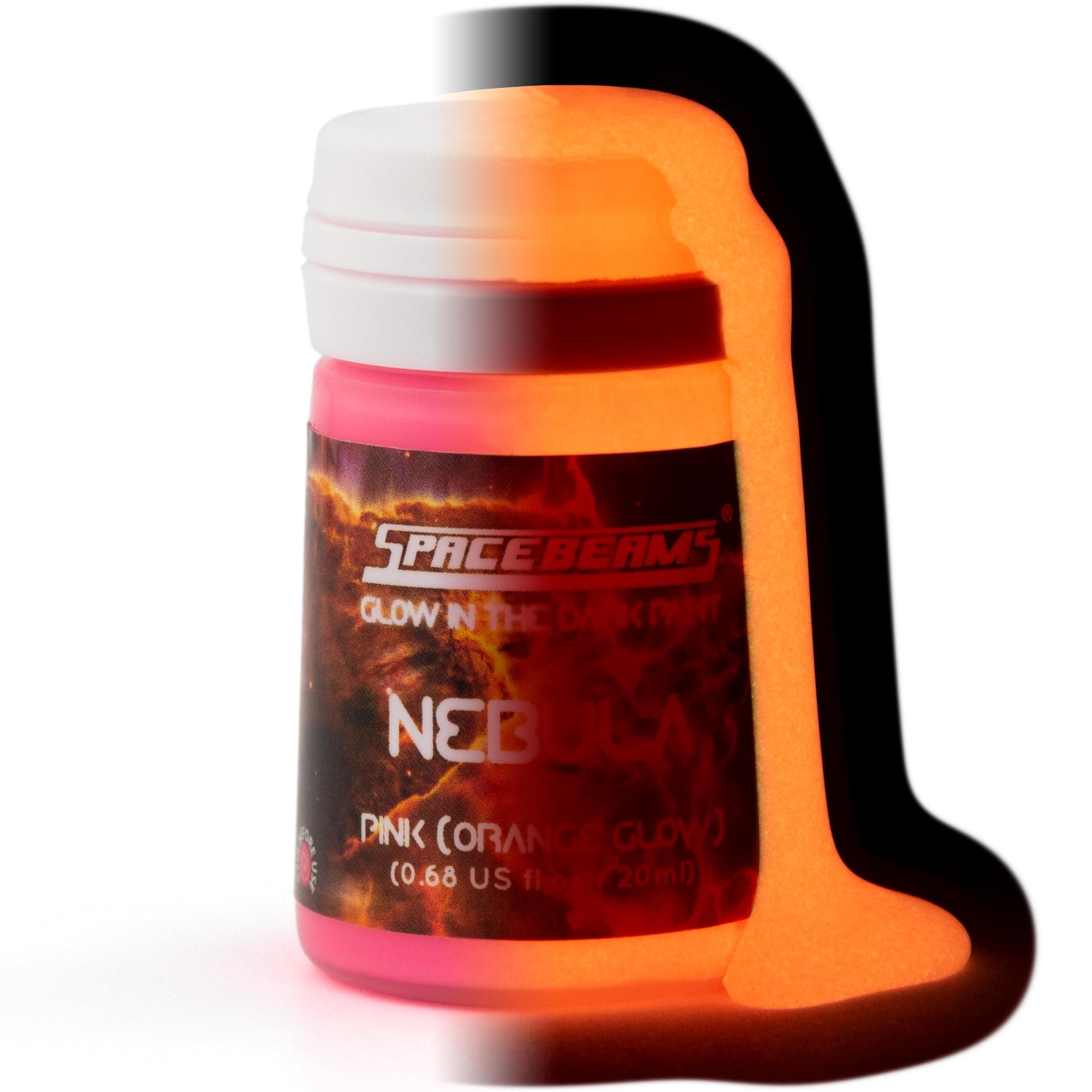 SpaceBeams Nebula Glow in the Dark Paint (0.68 Fl Oz) Pink With Orange Glow, Non-Toxic, Water Based