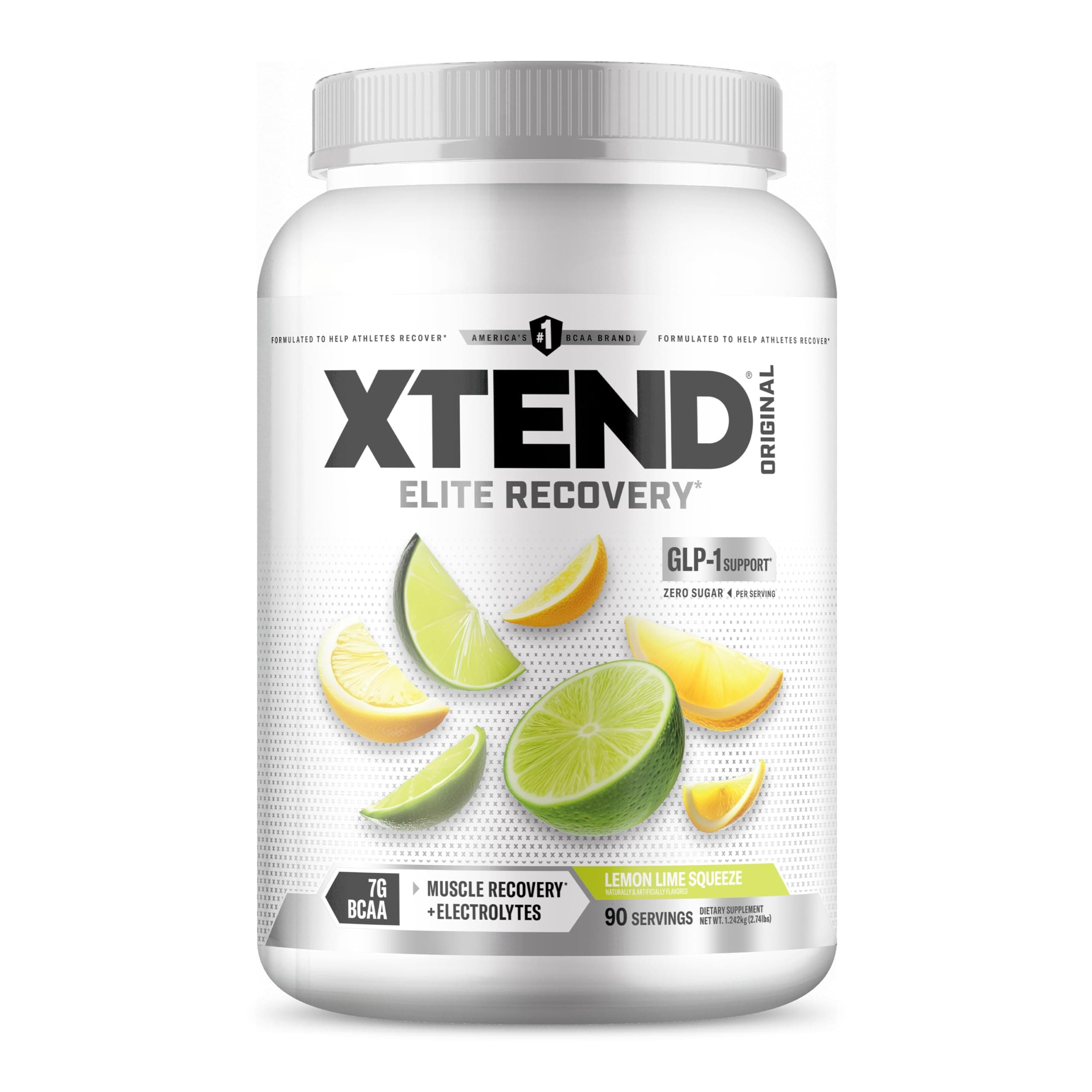 XTEND Original BCAA Powder Lemon Lime Squeeze - ZERO CALORIE, ZERO CARB, ZERO SUGAR - Post Workout Muscle Recovery Drink with Amino Acids - 7g BCAAs for Men & Women - 90 Servings (Packaging May Vary)