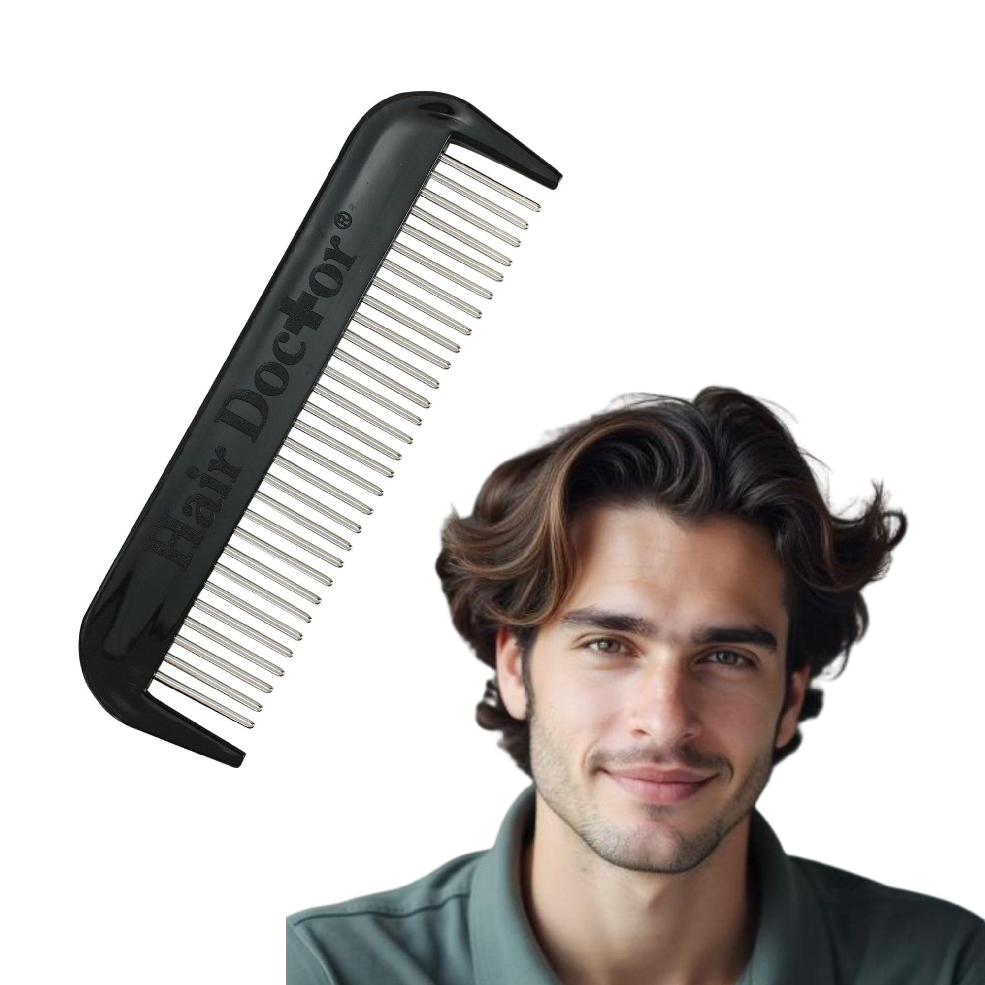 Hair Doctor Mini Rotating Tooth Fine Spaced Hair Comb (Black)
