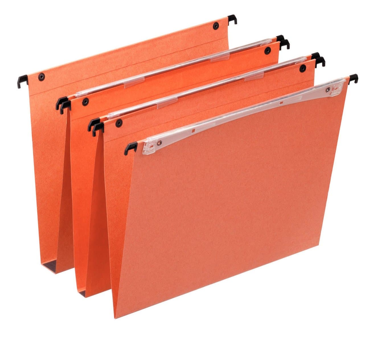 Esselte Dual Vertical Suspension Files, A4, V-Base, Pack of 25 Connectable Files, Tabs Included, Orange, Orgarex Range, 21631