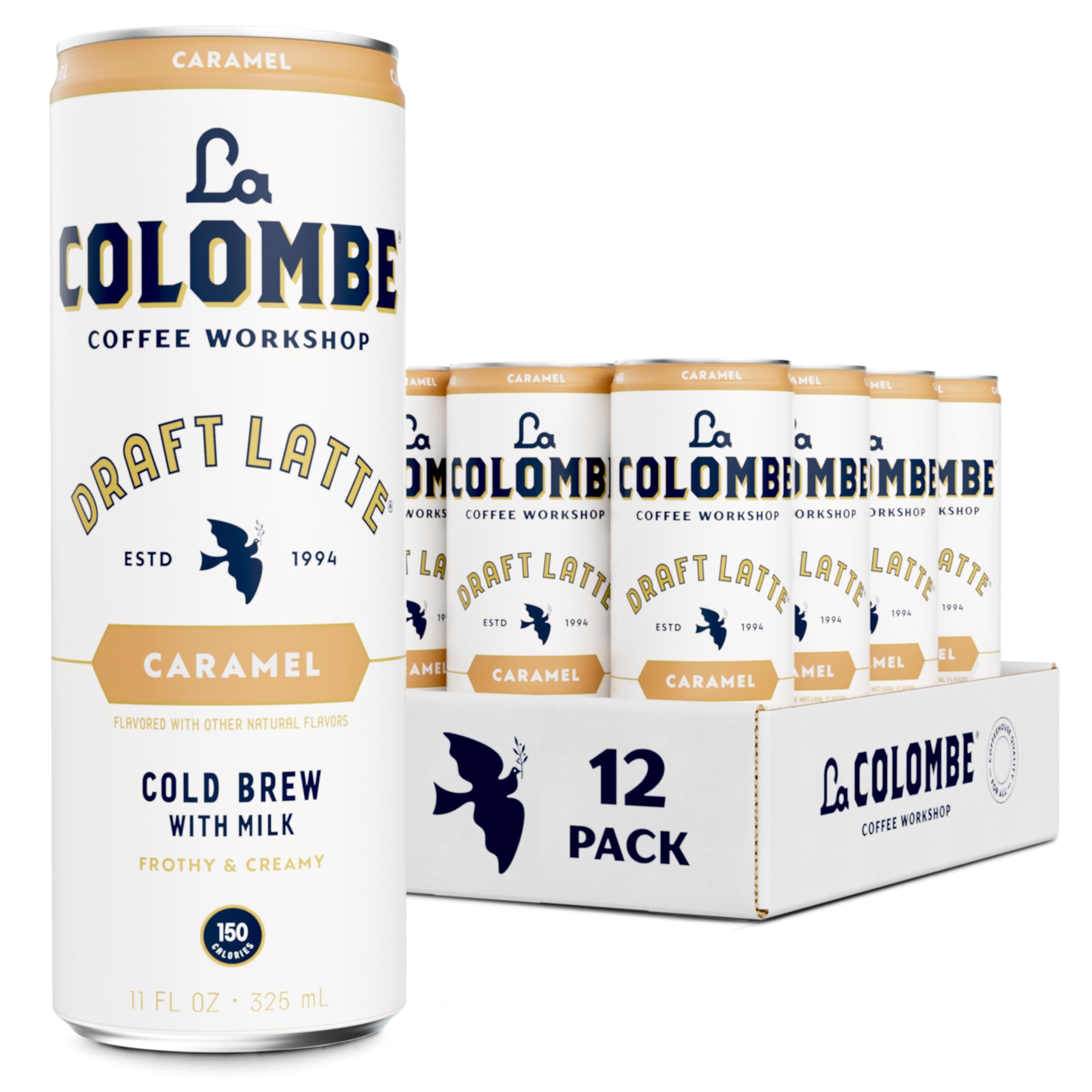 Coffee, Caramel Draft Latte, 11 fl oz Cans (Pack of 12), Coffeehouse Quality Cold Brew, Specialty Grade Coffee Beans, Ready-to-Drink On-the-Go
