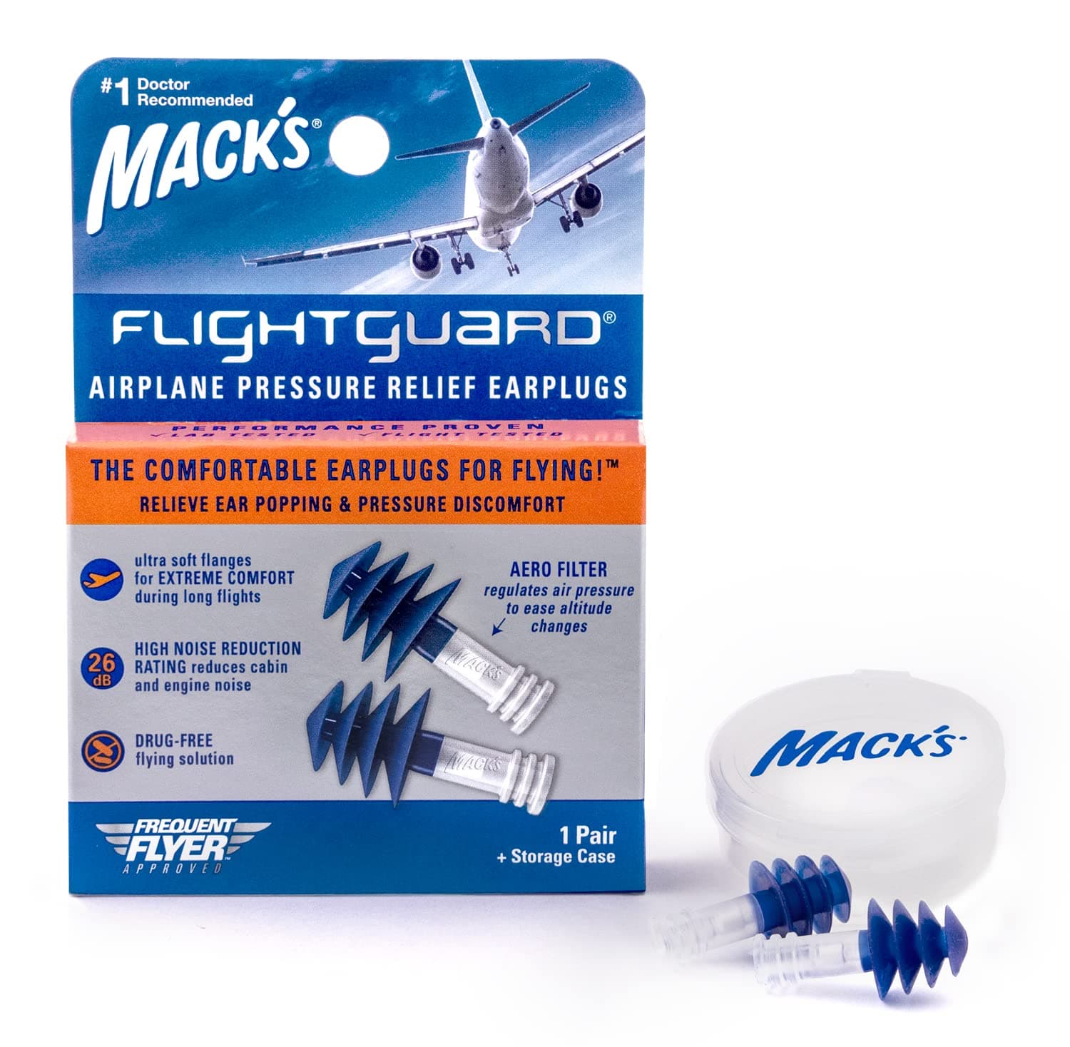 MACK'S Flightguard Airplane Pressure Relief Ear Plugs